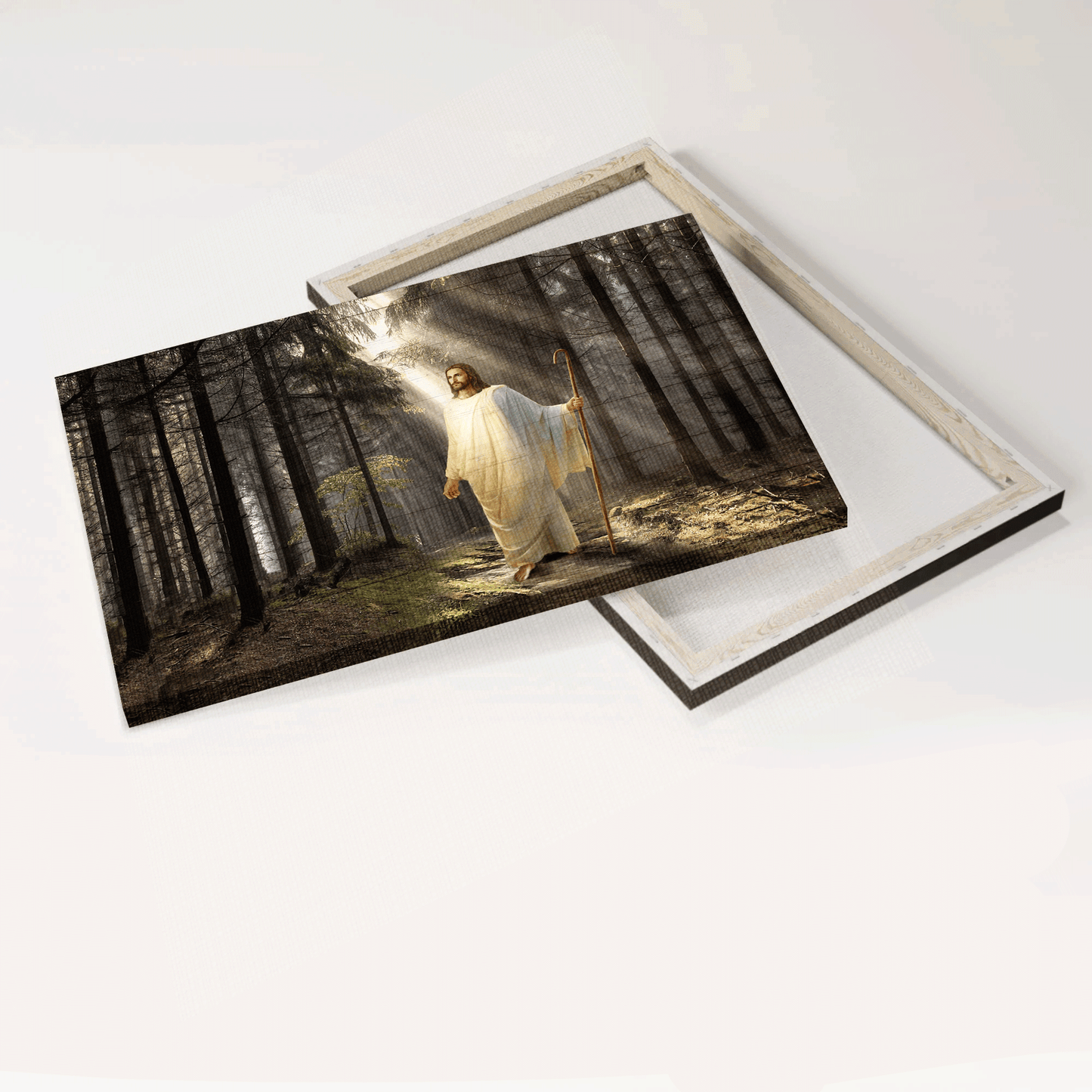 Jesus Landscape Canvas - Light in miracle forest, Religious painting Landscape Canvas - Inspirational gift, Gift For Religious Christian - Abstract Jesus drawing