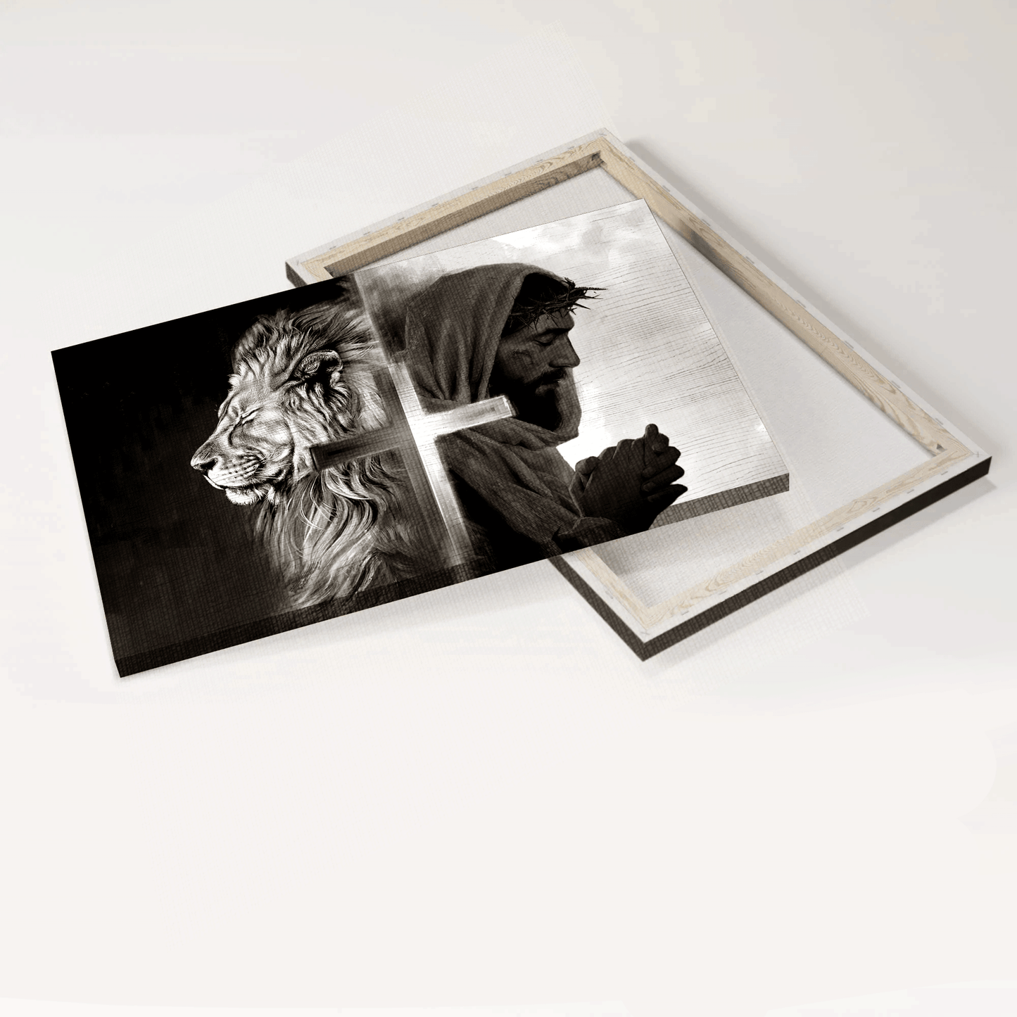 Jesus Landscape Canvas- Black and white painting, Lion of Judah, Pray for healing- Gift for Christian- Landscape Canvas Prints, Christian Wall Art