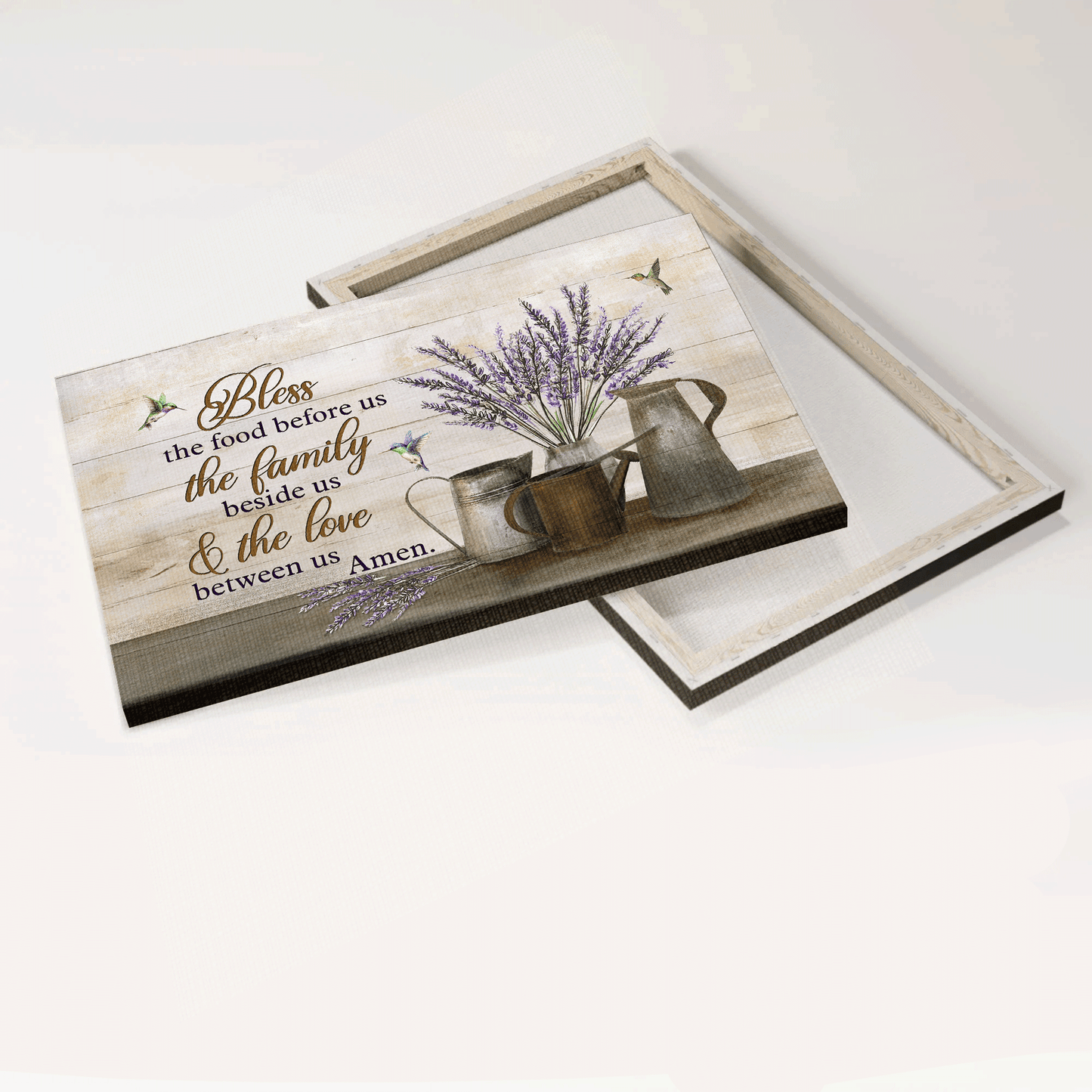 Jesus Landscape Canvas - Lavender, hummingbird Canvas - Gift For Christian - Bless the food before us Landscape Canvas