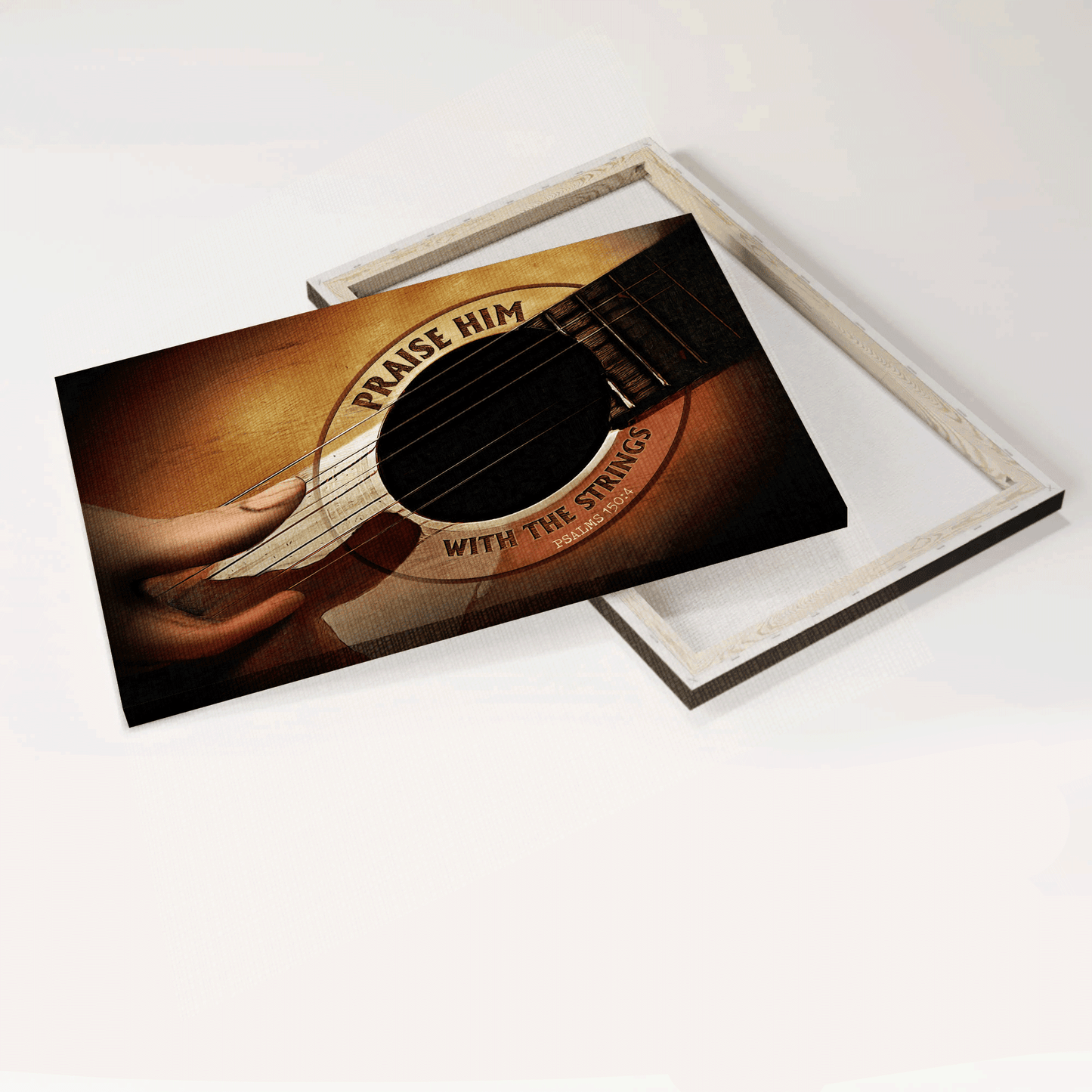 Jesus Landscape Canvas - Jesus hand, Playing guitar, Praise him with strings Landscape Canvas - Gift For Christian Landscape Canvas