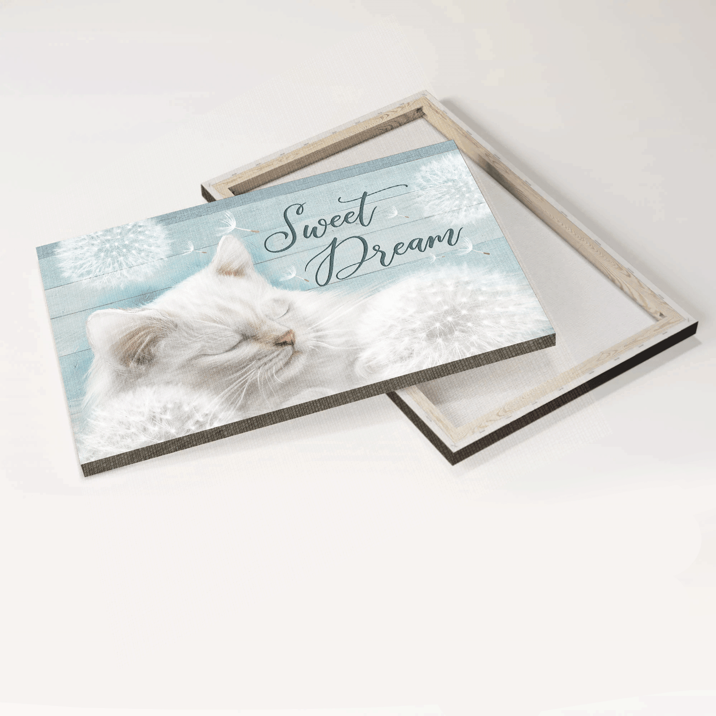 Jesus Landscape Canvas- Beautiful Dandelion, Cute White Cat Canvas- Gift For Christian- Sweet Dream