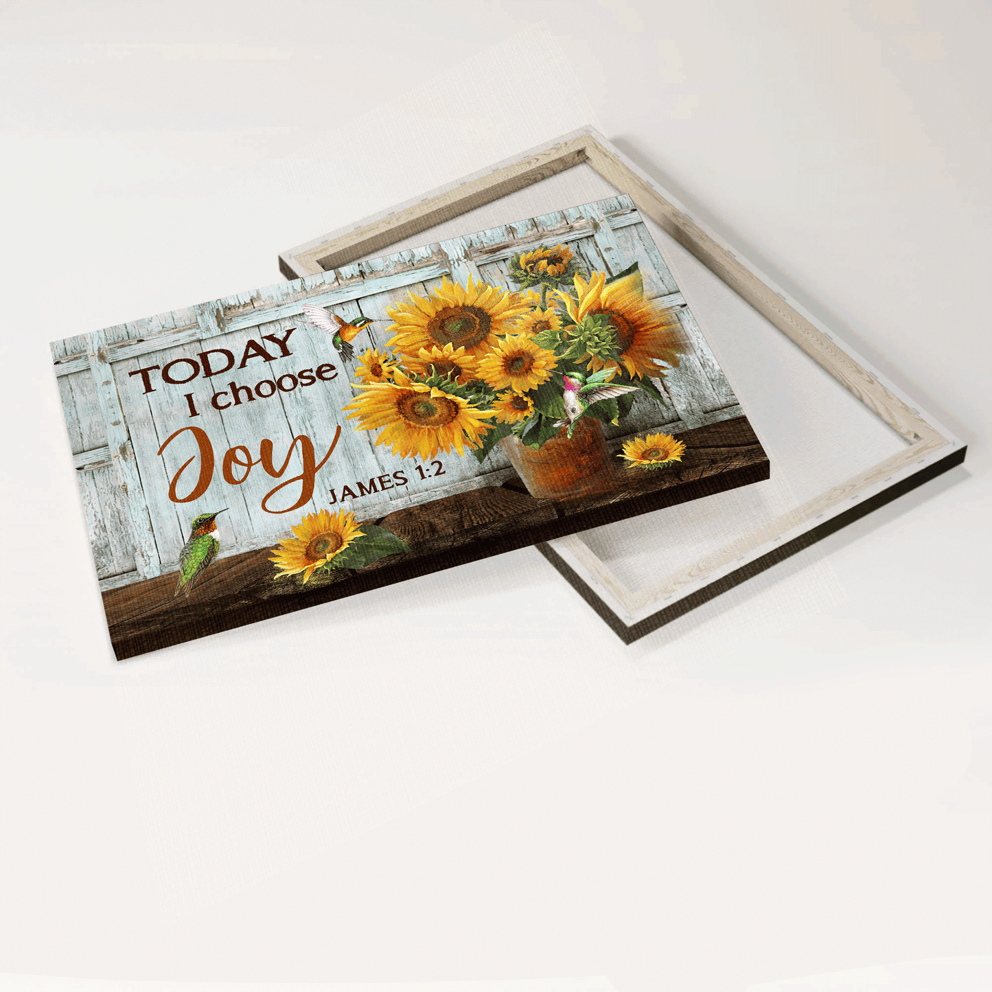 Jesus Landscape Canvas - Lovely Sunflower, Hummingbird Landscape Canvas - Gift For Christian -  Today I choose joy Landscape Canvas Prints, Wall Art