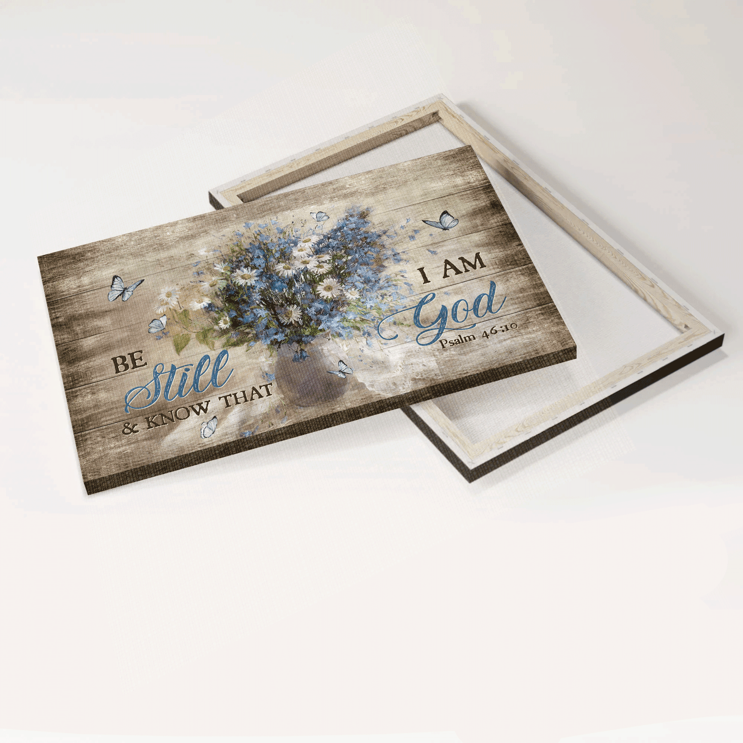 Jesus Landscape Canvas - Vintage Flower, Still Life Painting, Butterfly Canvas - Gift For Christian - Be Still And Know That I Am God Canvas