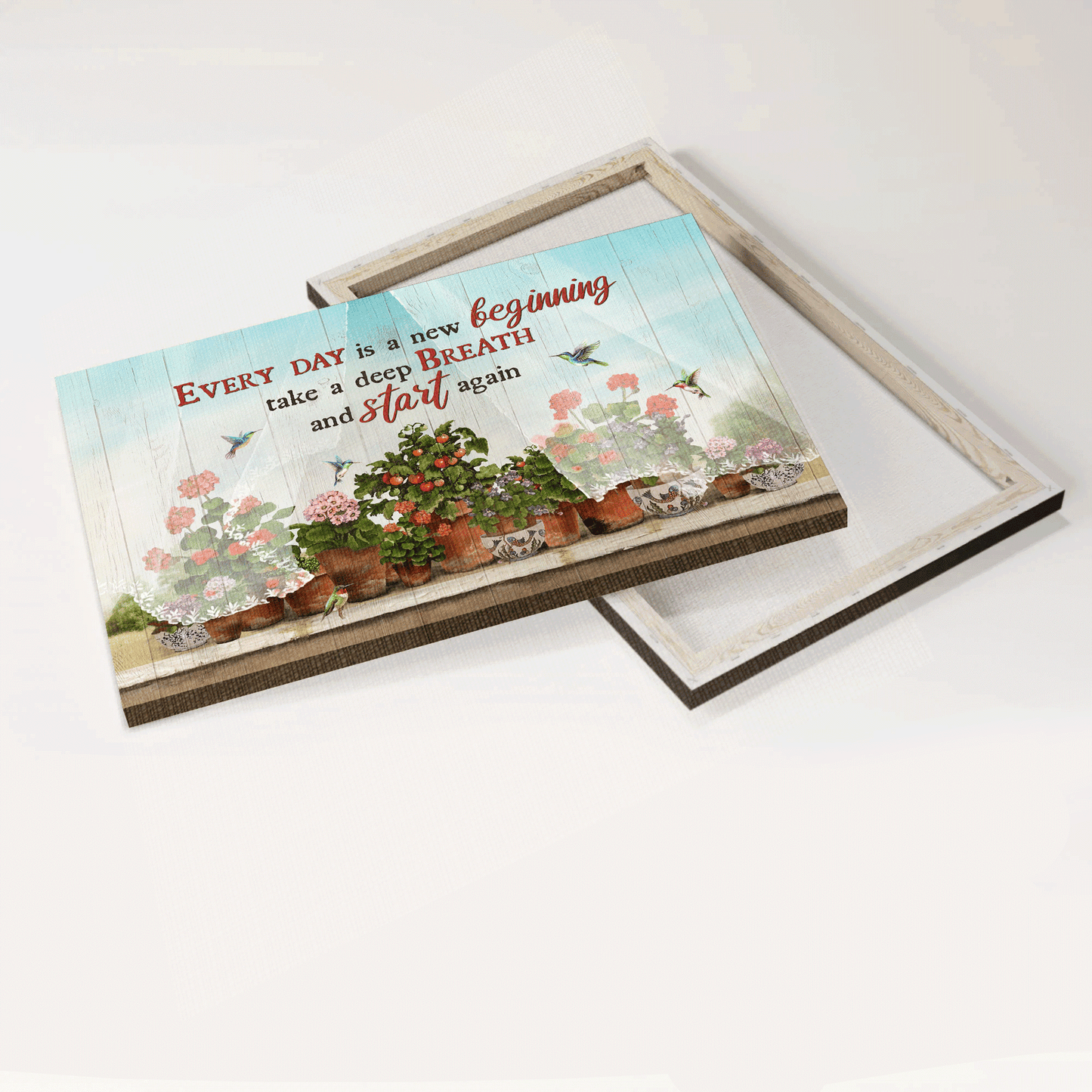 Jesus Landscape Canvas - Kalanchoe plant, Cherry tomato, Flower pots Canvas - Gift For Christian Every day is a new beginning