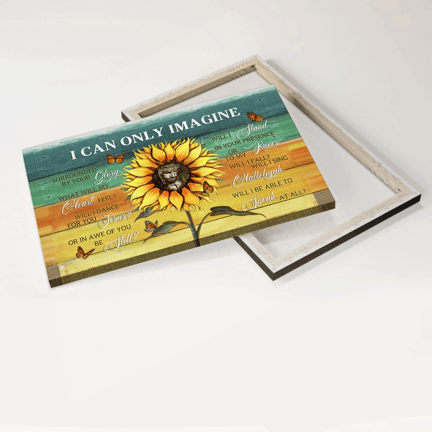 Jesus Landscape Canvas - Sunflower, Jesus Painting, Butterfly Canvas - Gift For Christian - I Can Only Imagine Canvas