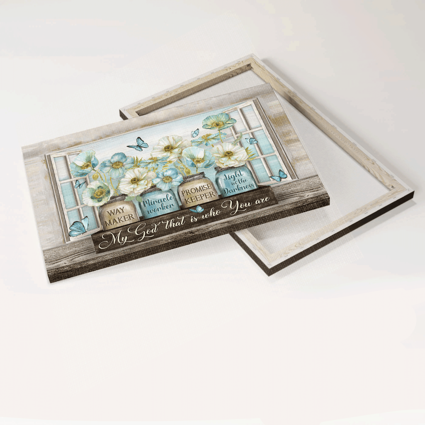 Jesus Landscape Canvas - Pastel jasmine, Blue butterfly, Way maker, Miracle worker Landscape Canvas - Gift For Christian - My God That is Who You Are Landscape Canvas