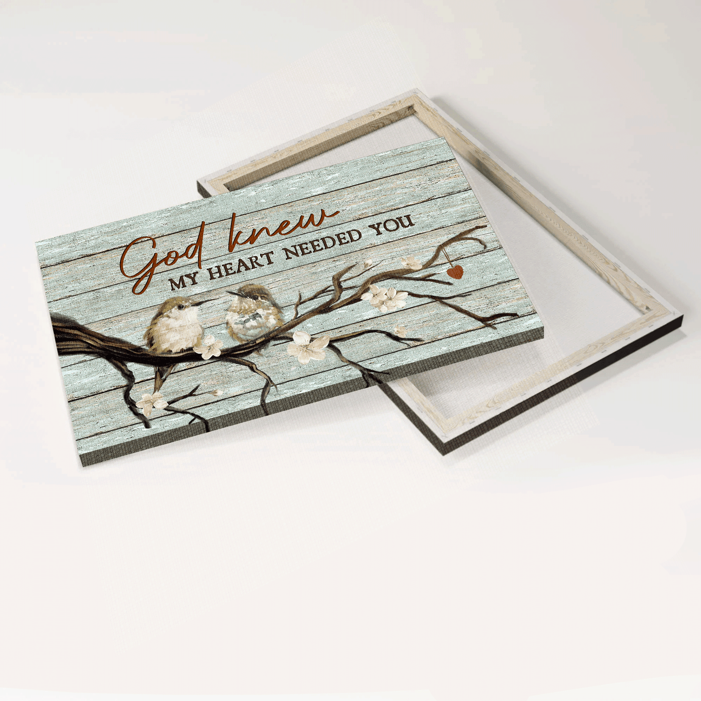 Jesus Landscape Canvas- Baby Hummingbirds, White Jasmine Canvas- Gift For Christian- God Knew My Heart Needed You