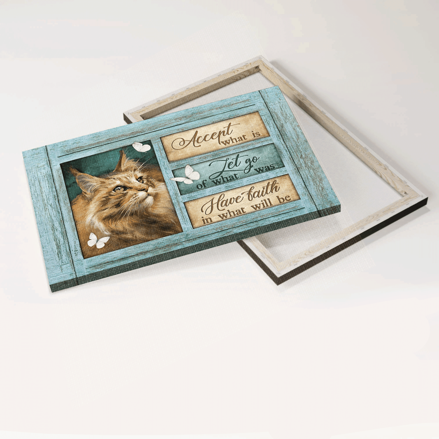 Jesus Landscape Canvas - Maine Coon cat, Butterfly drawing Canvas - Gift for Christian - Have faith in what will be Landscape Canvas
