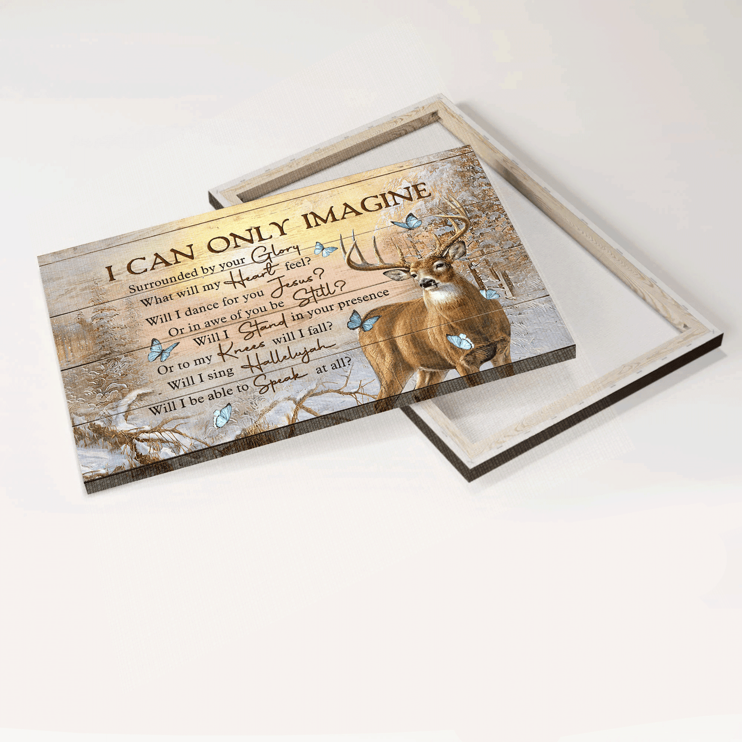 Jesus Landscape Canvas- Deer, Winter Forest, Butterfly canvas- Gift for Christian- I can only imagine
