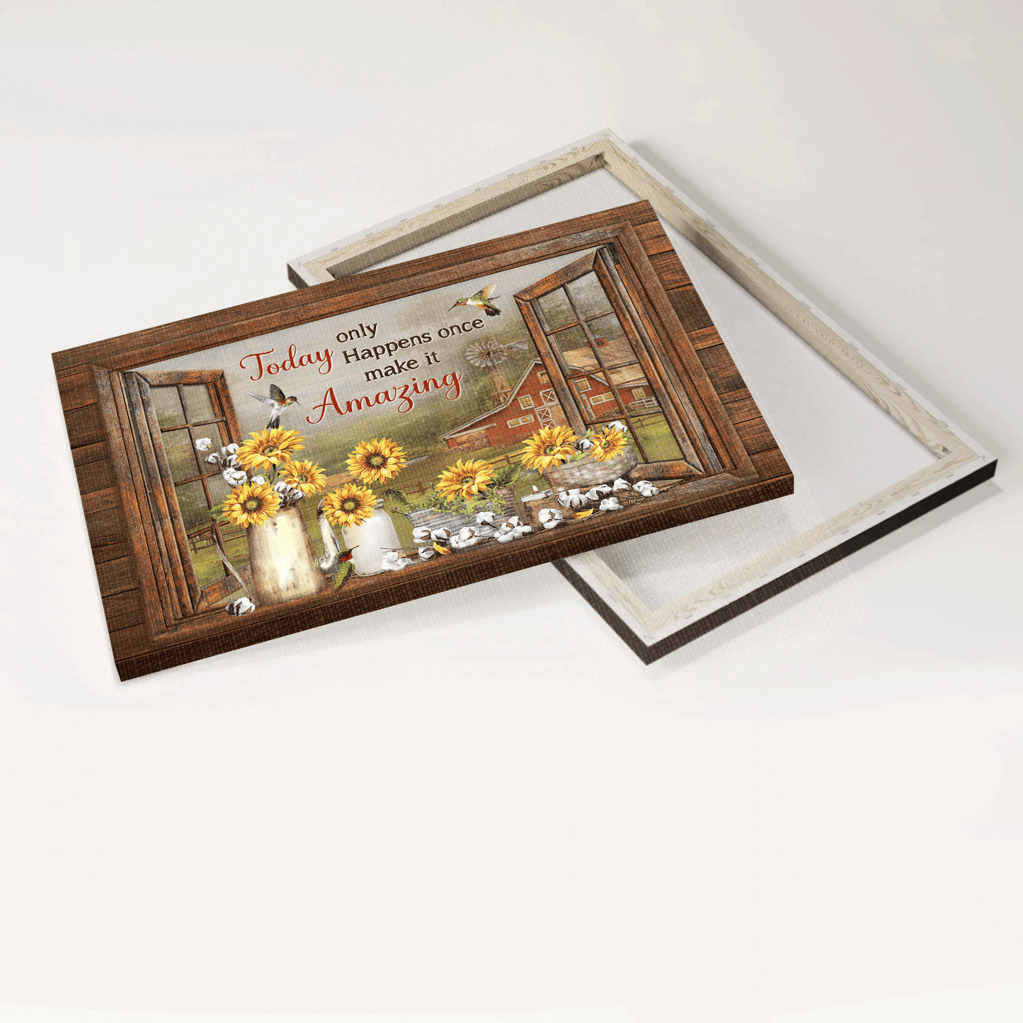 Jesus Landscape Canvas - Beautiful sunflower, White cotton flower, Fog window Landscape Canvas - Gift For Christian - Today only happens once make it amazing