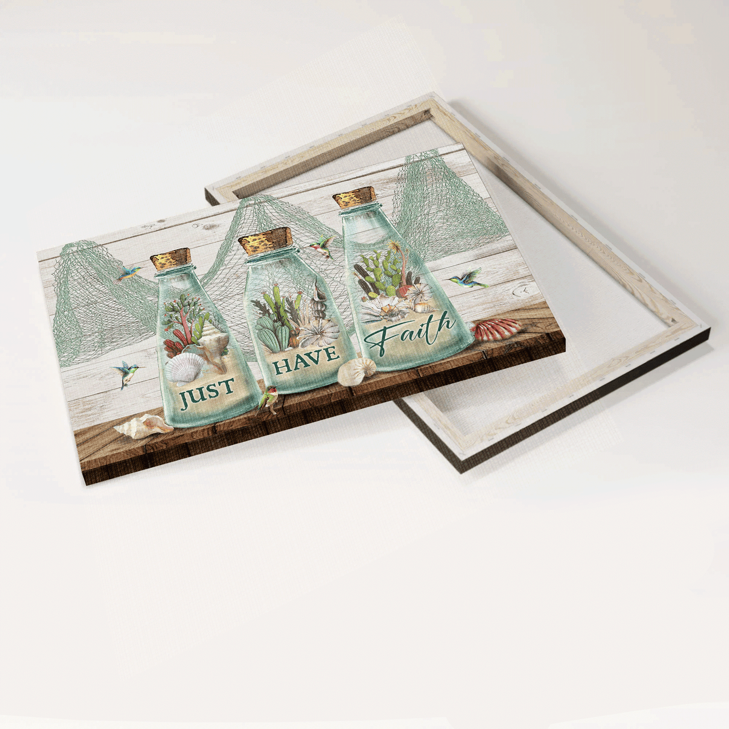 Jesus Landscape Canvas - Beautiful bottle, Summer vibe, Cactus painting Landscape Canvas - Gift For Christian - Just have faith