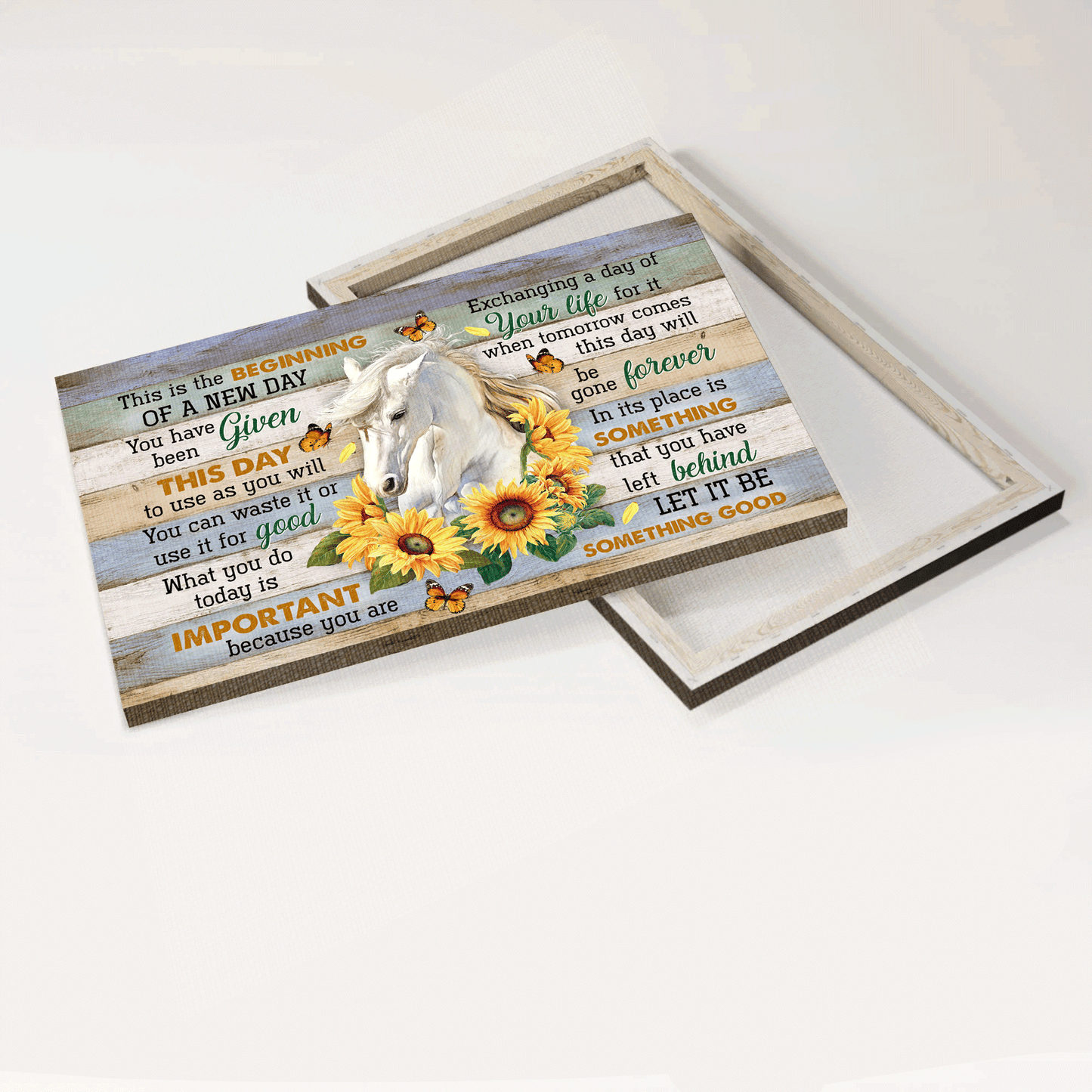 Jesus Landscape Canvas- Awesome Horse, Sunflower, Orange Butterfly Landscape Canvas- Gift For Christian- This Is the Beginning Of A New Day