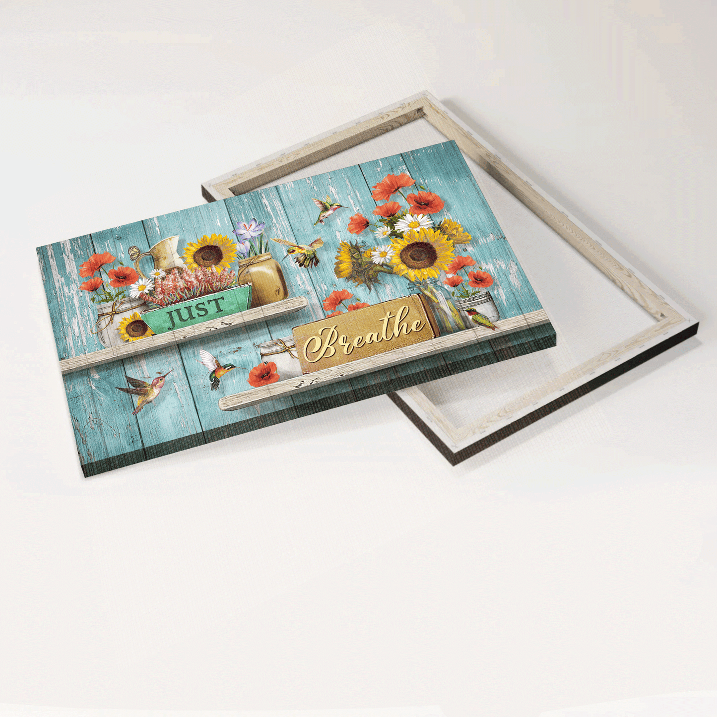 Jesus Landscape Canvas- Great flower painting, Beautiful hummingbird, Dream garden, Just breathe canvas- Gift for Christian - Landscape Canvas Prints, Christian Wall Art