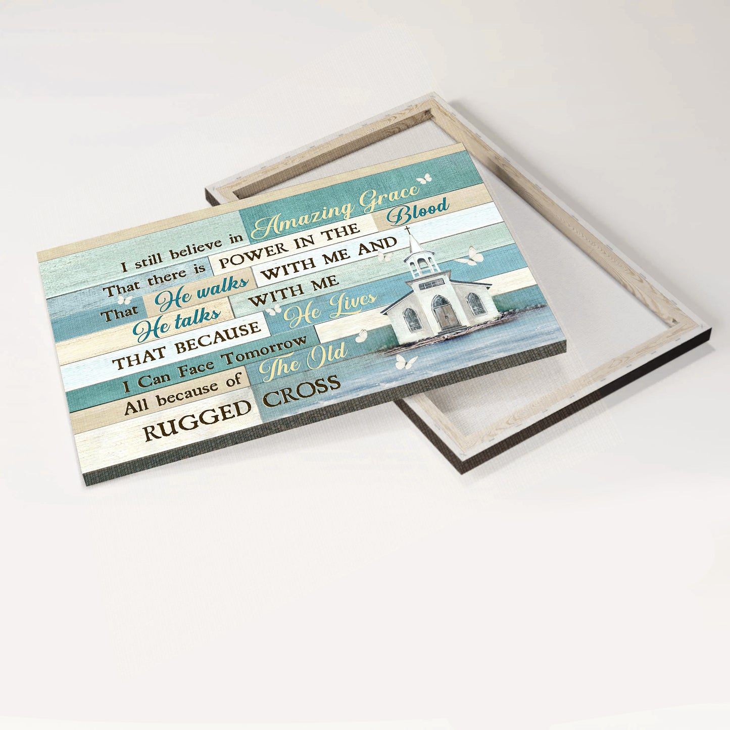 Jesus Landscape Canvas - Church, White Butterfly Landscape Canvas - Gift For Christian - I Still Believe In Amazing Grace Landscape Canvas