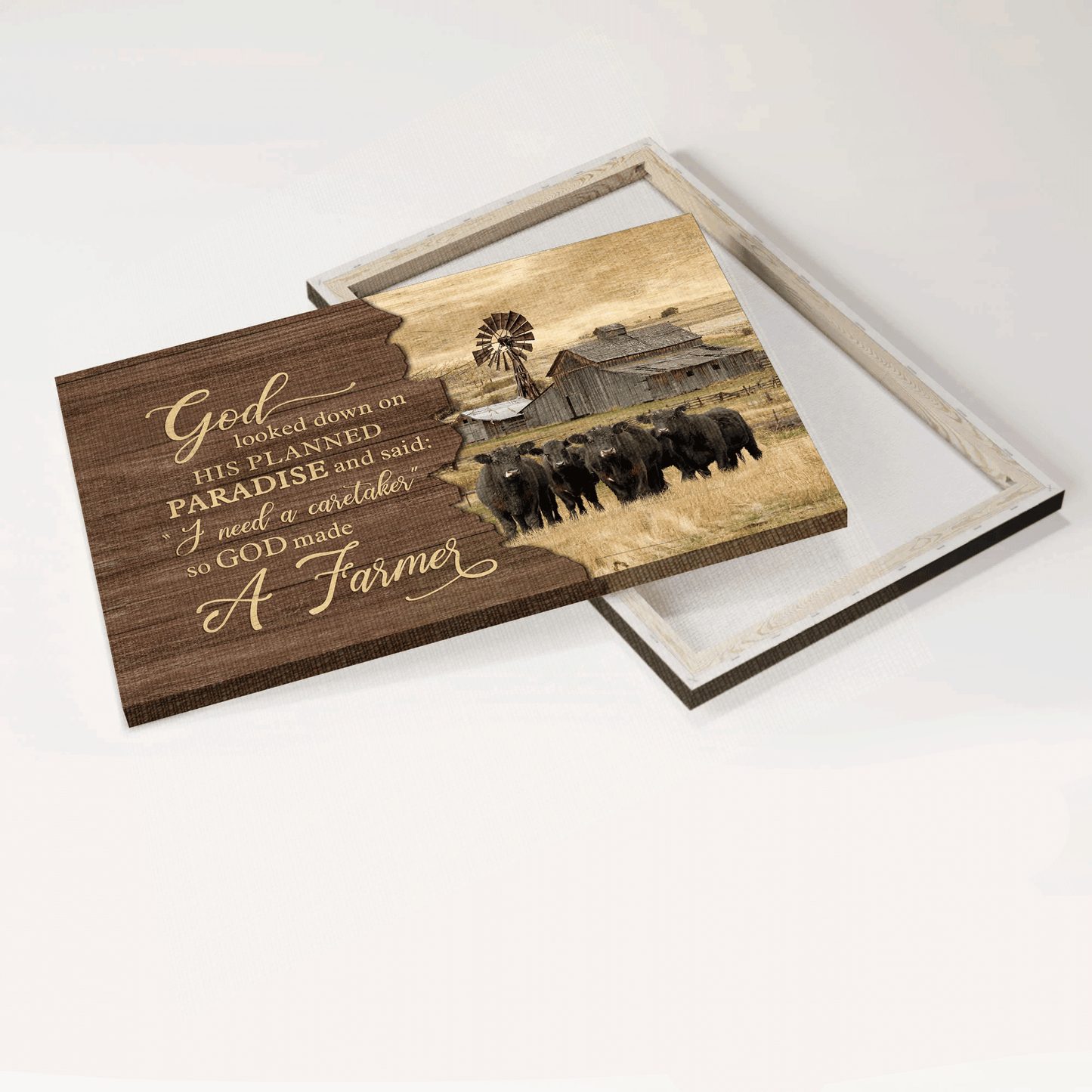 Jesus Landscape Canvas- Aberdeen Angus Canvas, Old Barn Painting- Gift For Religious Christian- God Looked Down On His Planned Paradise Special Custom