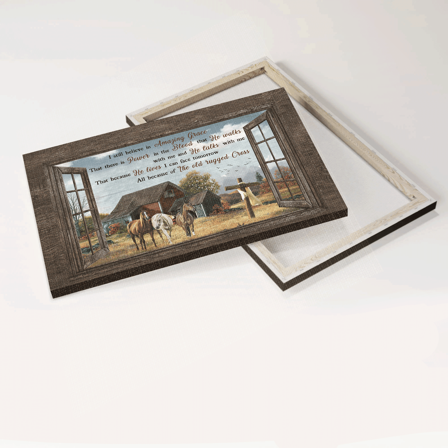 Jesus Landscape Canvas - Beautiful countryside painting, Horse drawing Landscape Canvas - Gift For Christian - I still believe in amazing grace