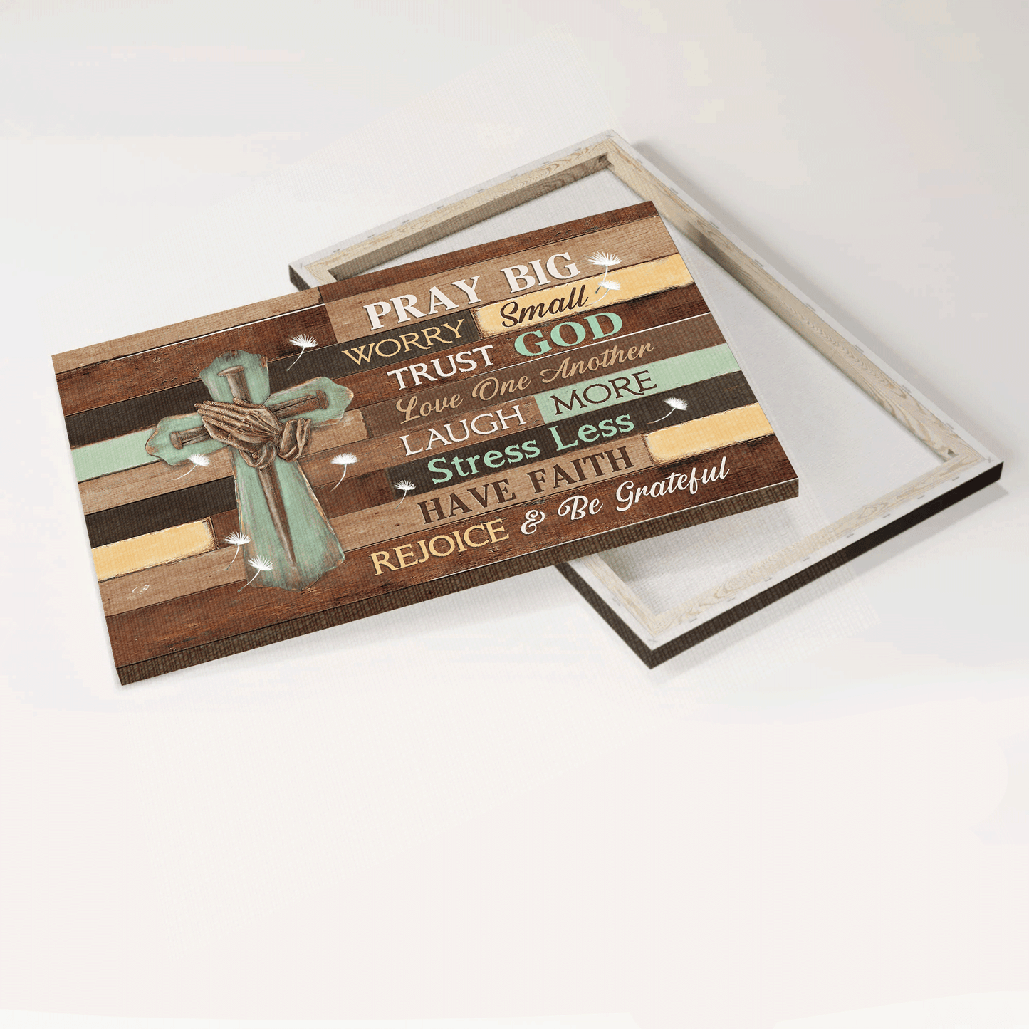 Jesus Landscape Canvas - Praying hands, Pray big, worry small, trust God Canvas - Gift for Christian Landscape Canvas Prints, Wall Art