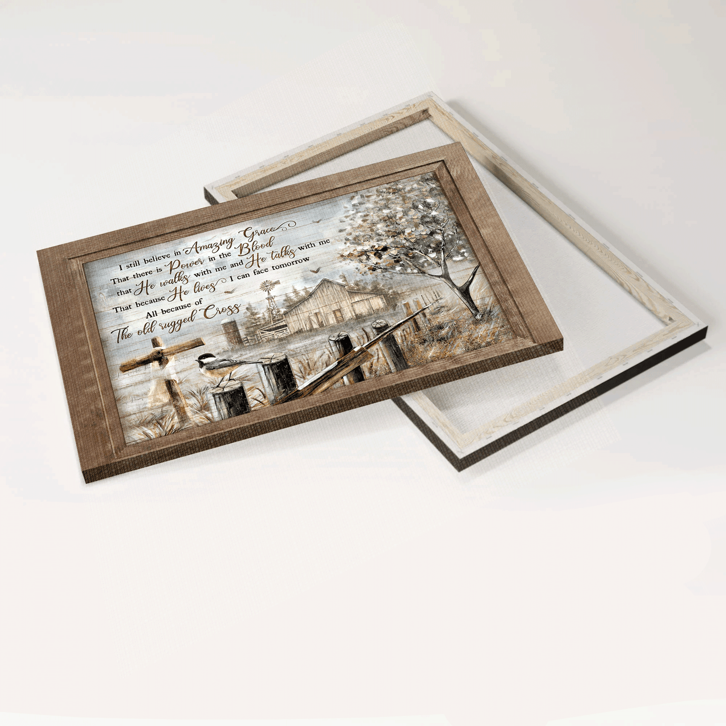 Jesus Landscape Canvas - Old Barn Painting, Black-capped chickadee Landscape Canvas - Gift For Christian - I still believe in amazing grace Landscape Canvas