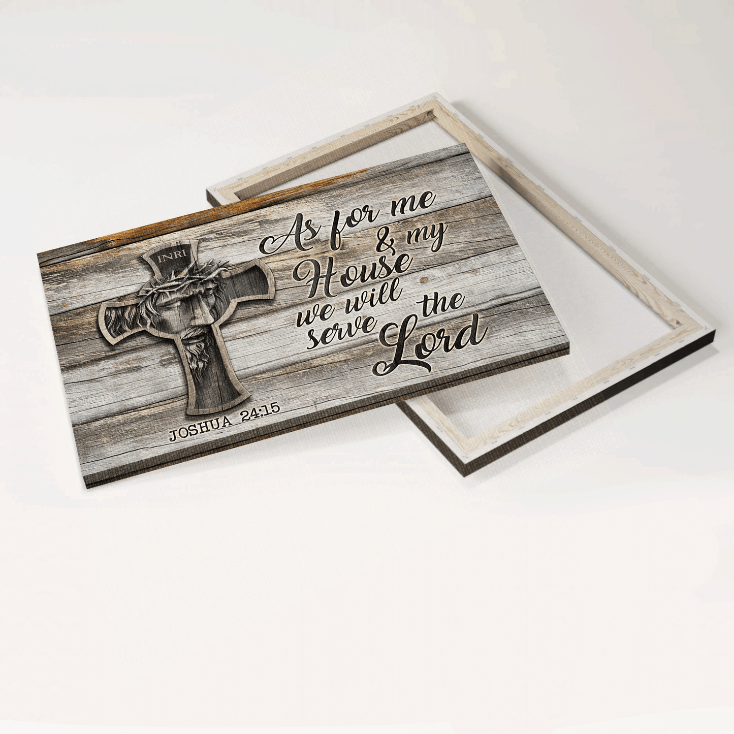 Jesus Landscape Canvas - Jesus painting, Bible verse, Jesus cross Landscape Canvas - Gift For Christian - We will serve the Lord Landscape Canvas