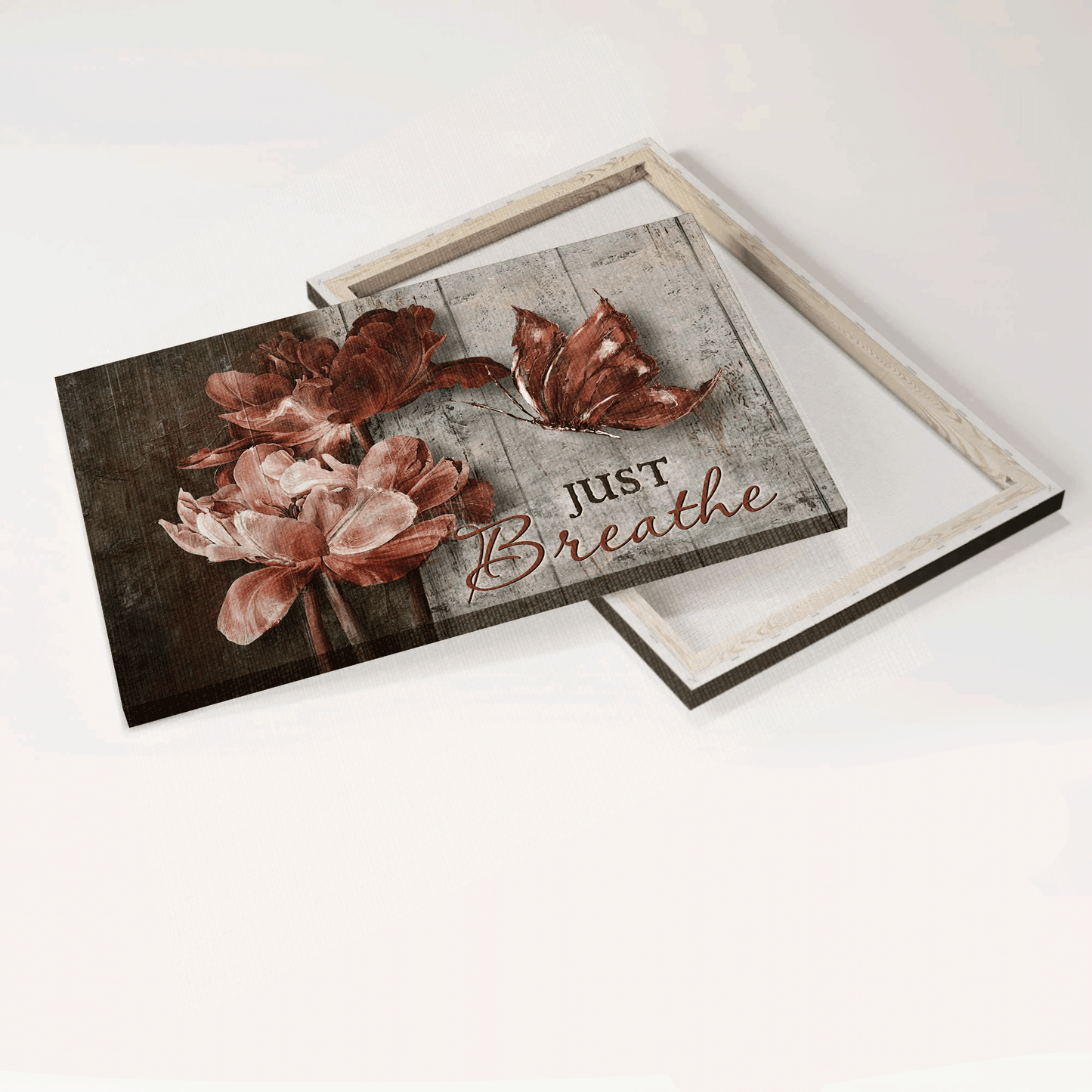 Jesus Landscape Canvas - Luxury flower, Dark red butterfly Landscape Canvas - Gift For Christian - Just breathe Landscape Canvas Prints, Christian Wall Art