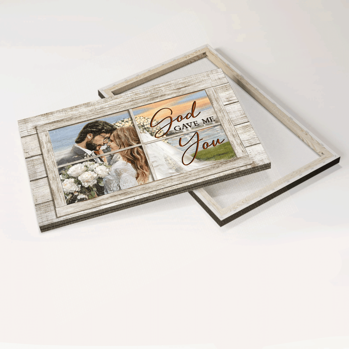 Jesus Landscape Canvas- Beautiful wedding, Pretty sunset, White rose- Gift for Christian- God gave me you- Landscape Canvas Prints, Christian Wall Art
