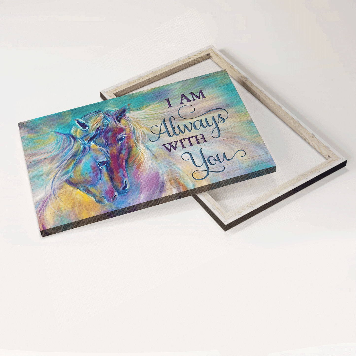 Jesus Landscape Canvas- Abstract Art, Watercolor Horses, Sweet Couple Landscape Canvas- Gift For Religious Christian- I Am Always With You