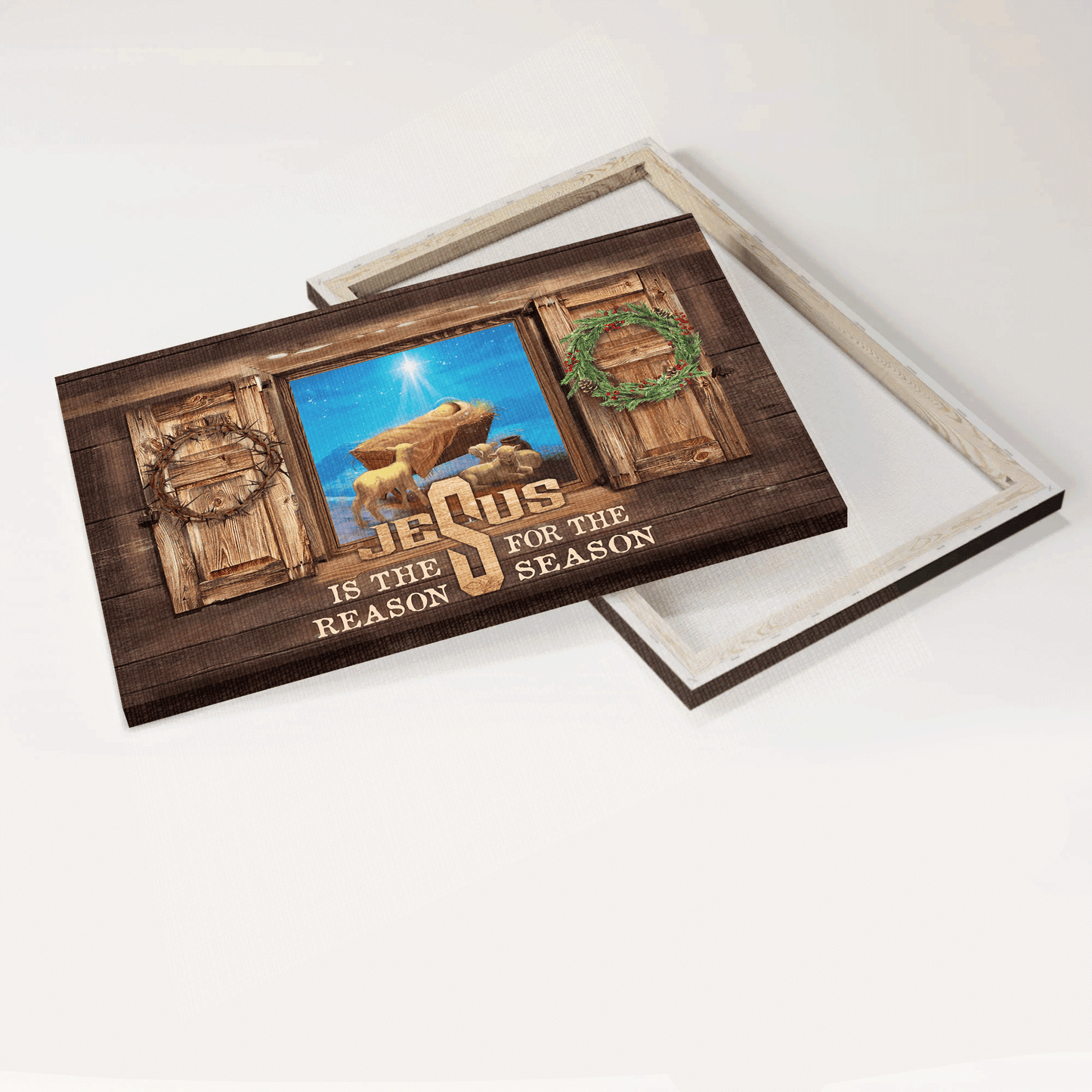 Jesus Landscape Canvas- Birth of Jesus, Brown lambs, Beautiful night- Gift for Christian- Jesus is the reason for the season - Landscape Canvas Prints, Wall Art