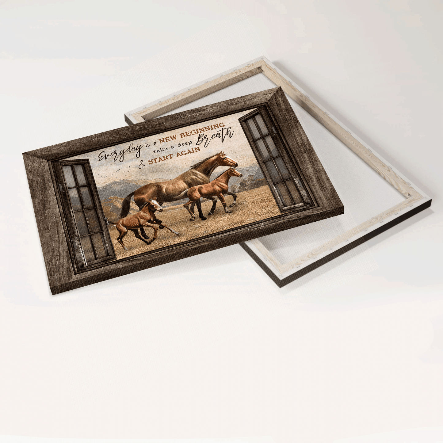 Jesus Landscape Canvas - Window Frame, Horse Painting, Running In Grassland Canvas - Gift For Christian - Every Is A New Beginning Canvas
