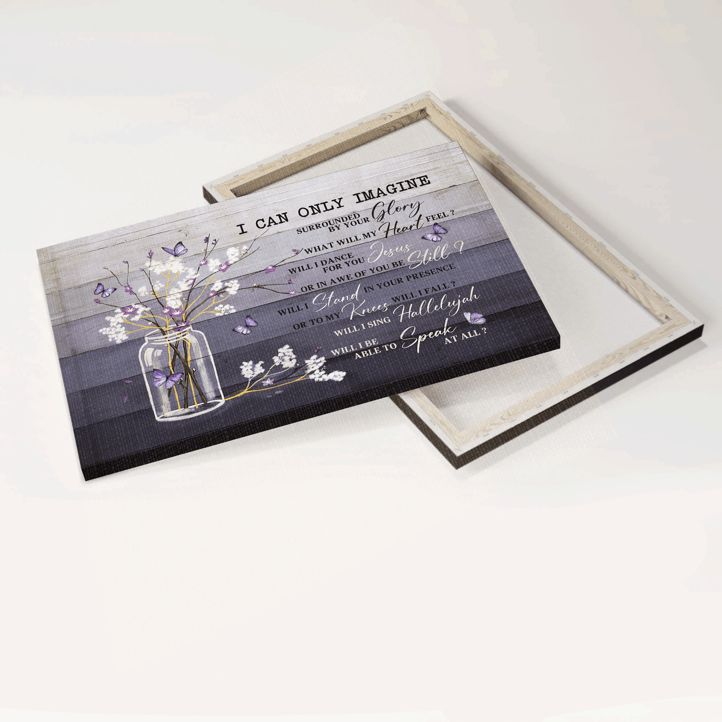 Jesus Landscape Canvas- Baby Flower Painting, Purple Butterfly Canvas- Gift For Christian- I Can Only Imagine