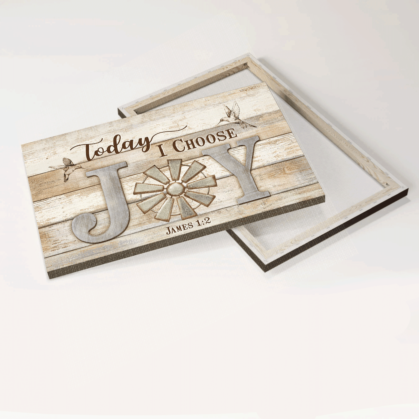 Jesus Landscape Canvas - White Hummingbird, Windmill Symbol, Jesus Drawing Canvas - Gift For Christian - Today I Choose Joy Canvas