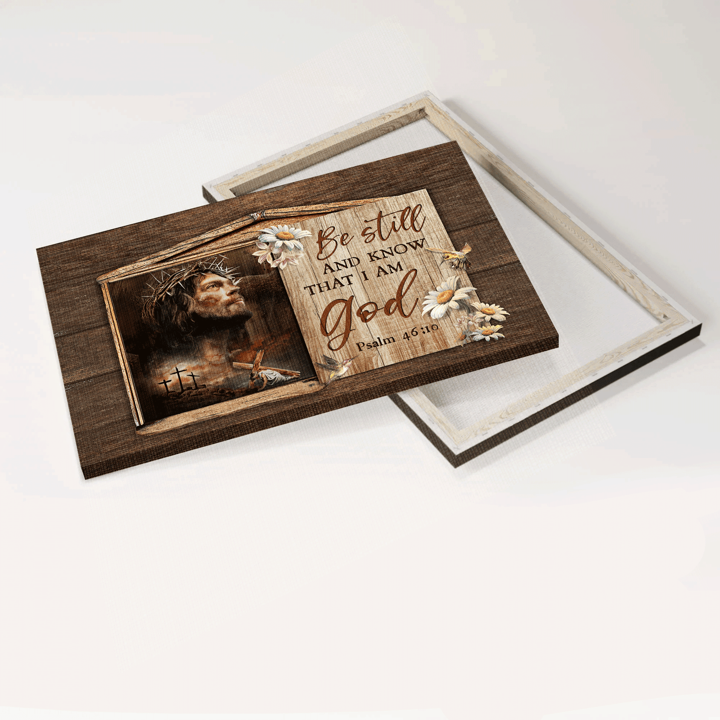 Jesus Landscape Canvas - Beautiful window, Jesus drawing, Daisy Landscape Canvas - Gift For Christian - Be still and know that I am God