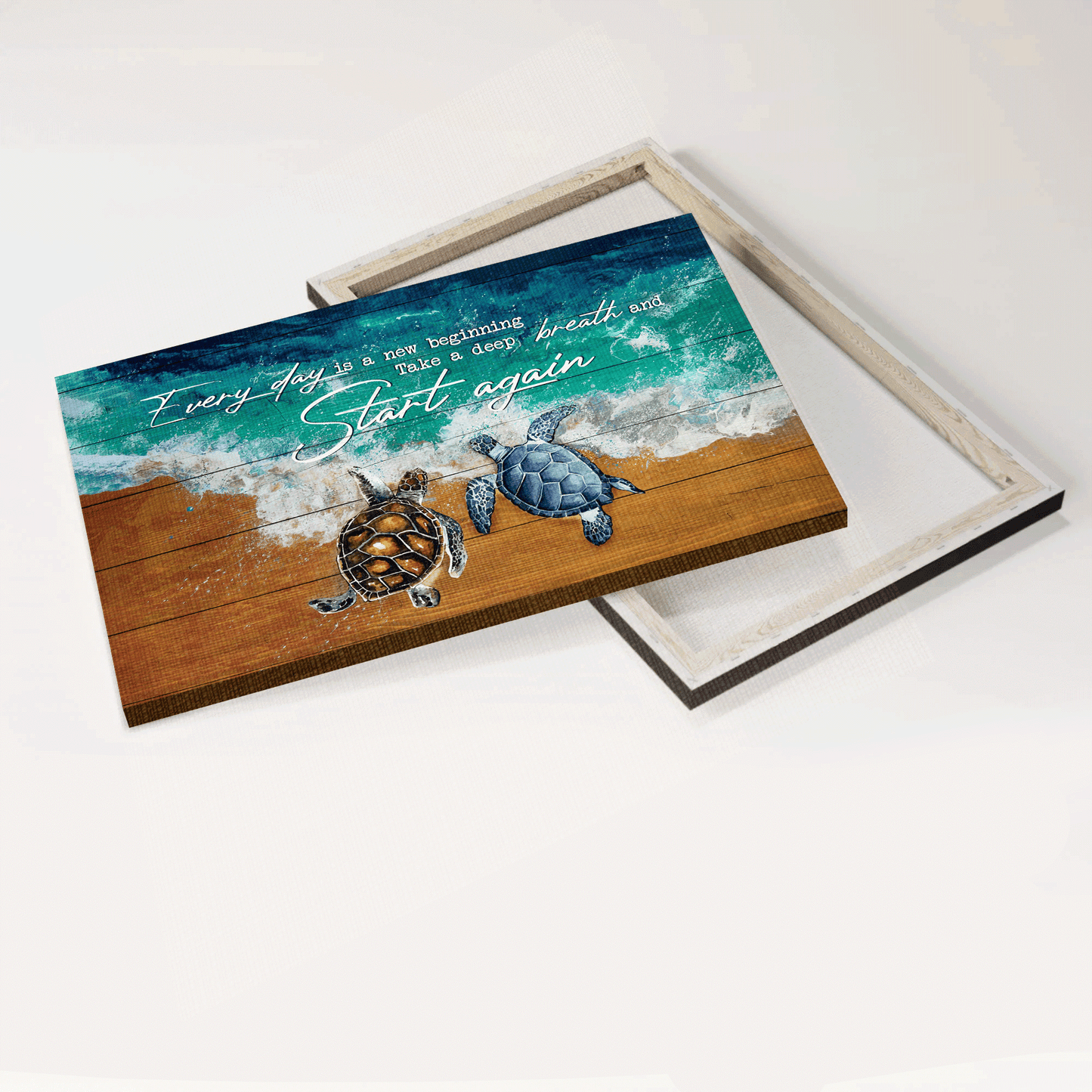 Jesus Landscape Canvas - Lucky turtle painting, Blue ocean Landscape Canvas - Gift For Christian - Every day is a new beginning Landscape Canvas Prints Wall Art