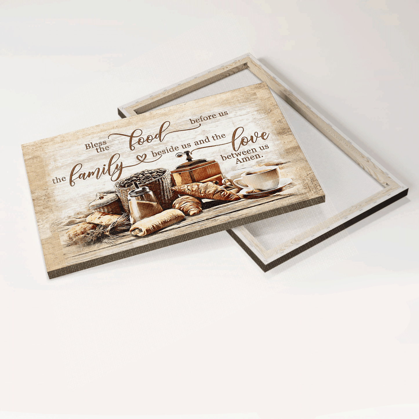 Jesus Landscape Canvas- Delicious meal canvas- Gift for Christian- Bless the food before us, the love between us