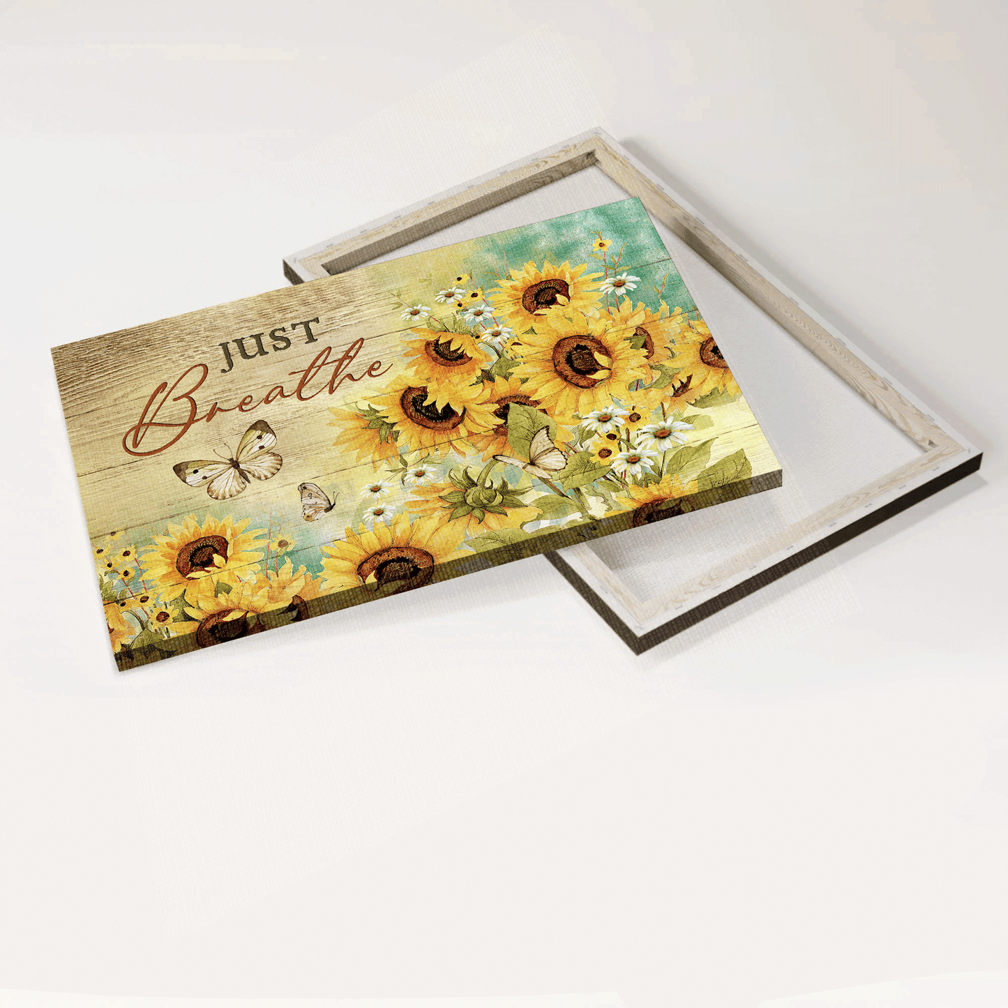 Jesus Landscape Canvas - Sunflower Garden, Daisy Flower, Butterfly Drawing Canvas - Gift For Christian - Just Breathe Canvas