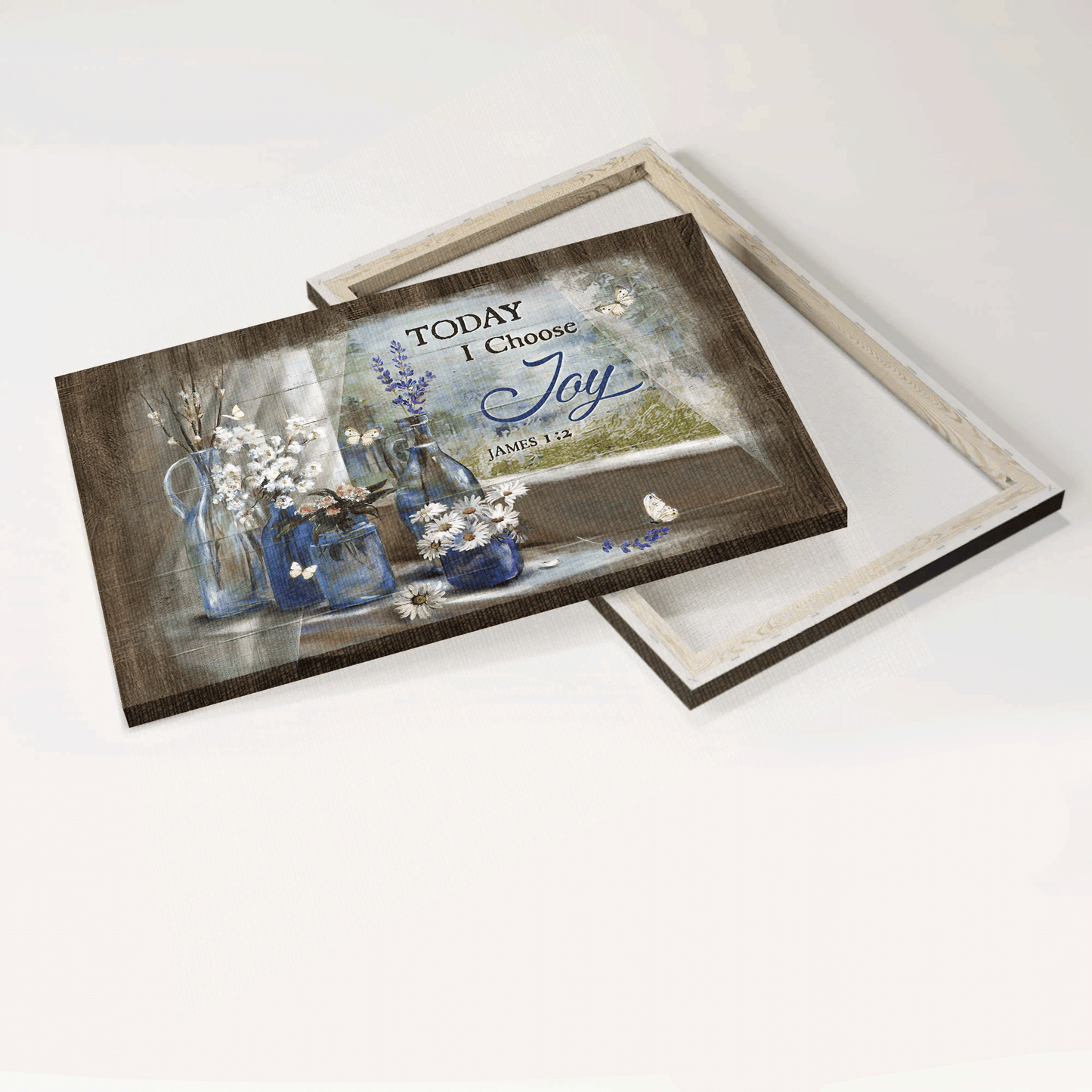 Jesus Landscape Canvas- Baby Flower, Crystal Vase, Lavender Drawing, White Butterfly Canvas- Gift For Christian- Today I Choose Joy