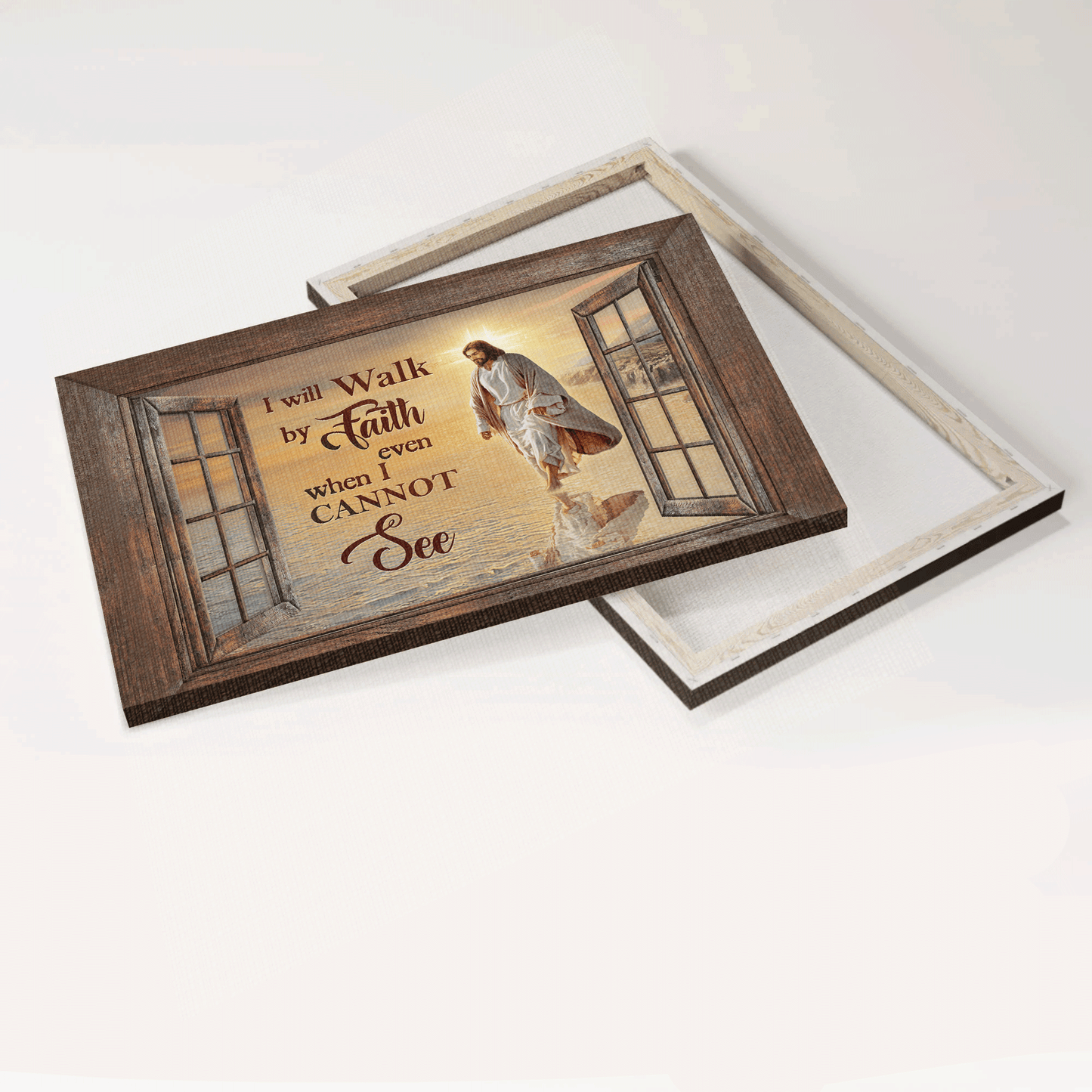 Jesus Landscape Canvas - Beautiful beach, Walking with Jesus Landscape Canvas - Gift For Christian - I will walk by faith