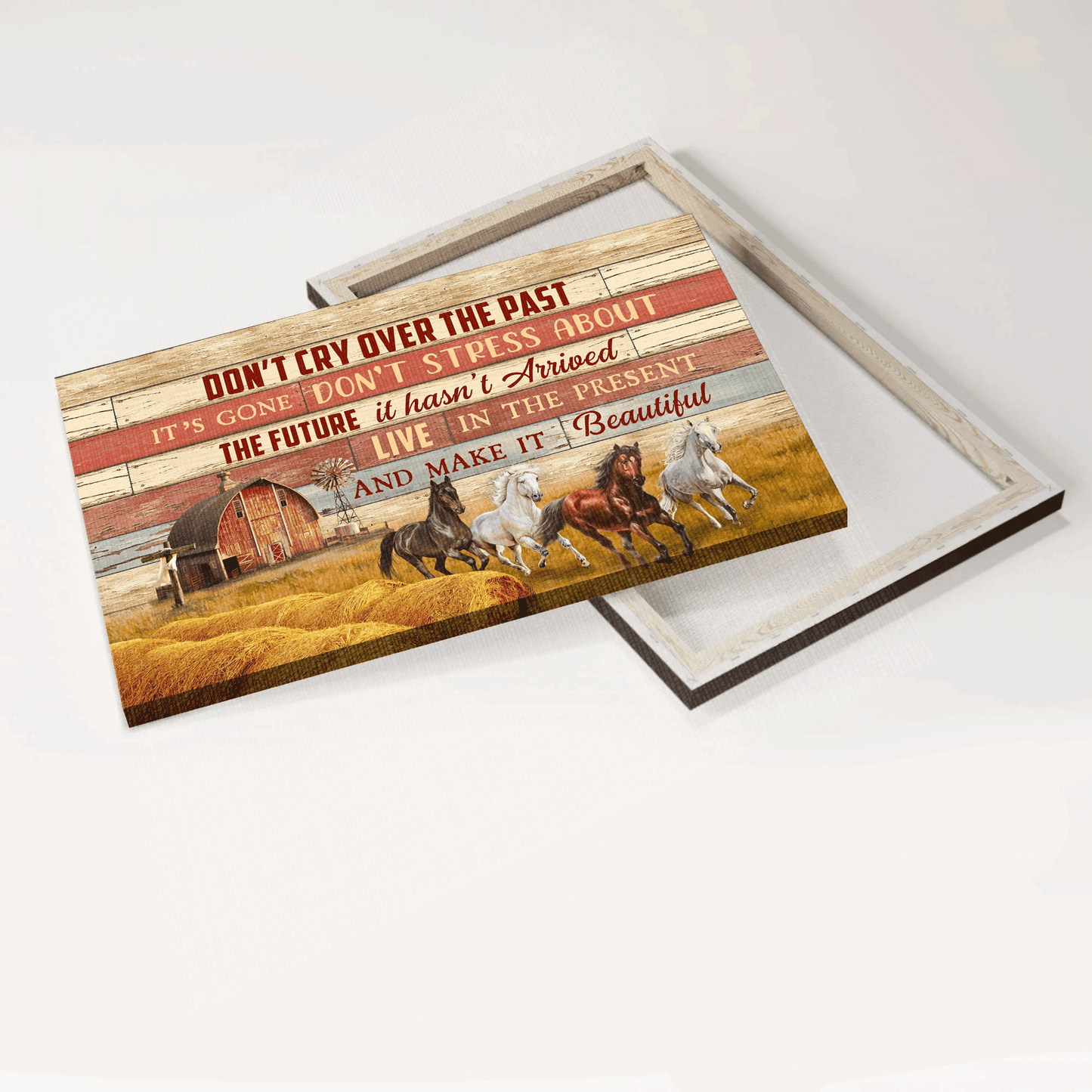 Jesus Landscape Canvas - Horse, Farm, Don't cry over the past Landscape Canvas - Gift For Christian - Live in the present Landscape Canvas