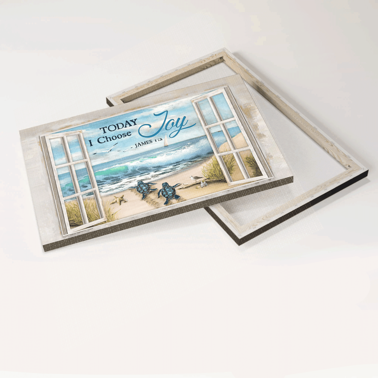 Jesus Landscape Canvas - Turtle, Beach, Seagull Canvas - Gift For Christian - Today I Choose Joy Canvas