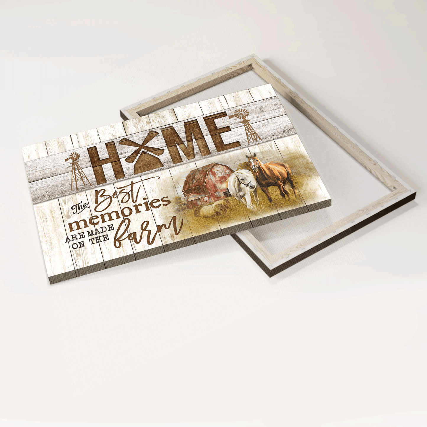 Jesus Landscape Canvas- Beautiful horse drawing, Yellow field painting, Old house canvas- Gift for Christian- The best memories are made on the farm