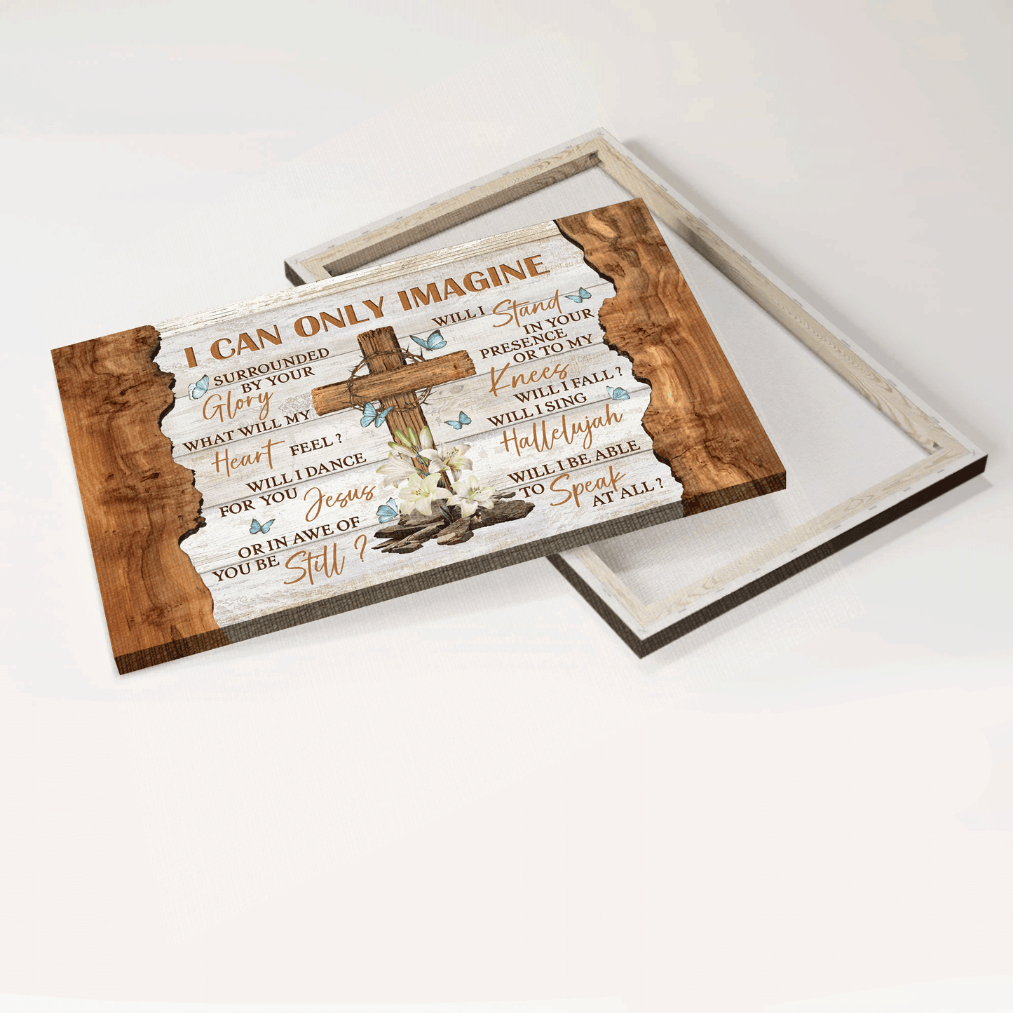 Jesus Landscape Canvas- Cross, Lilies, Butterflies - Gift for Christian - I can only imagine - Landscape Canvas Prints, Wall Art