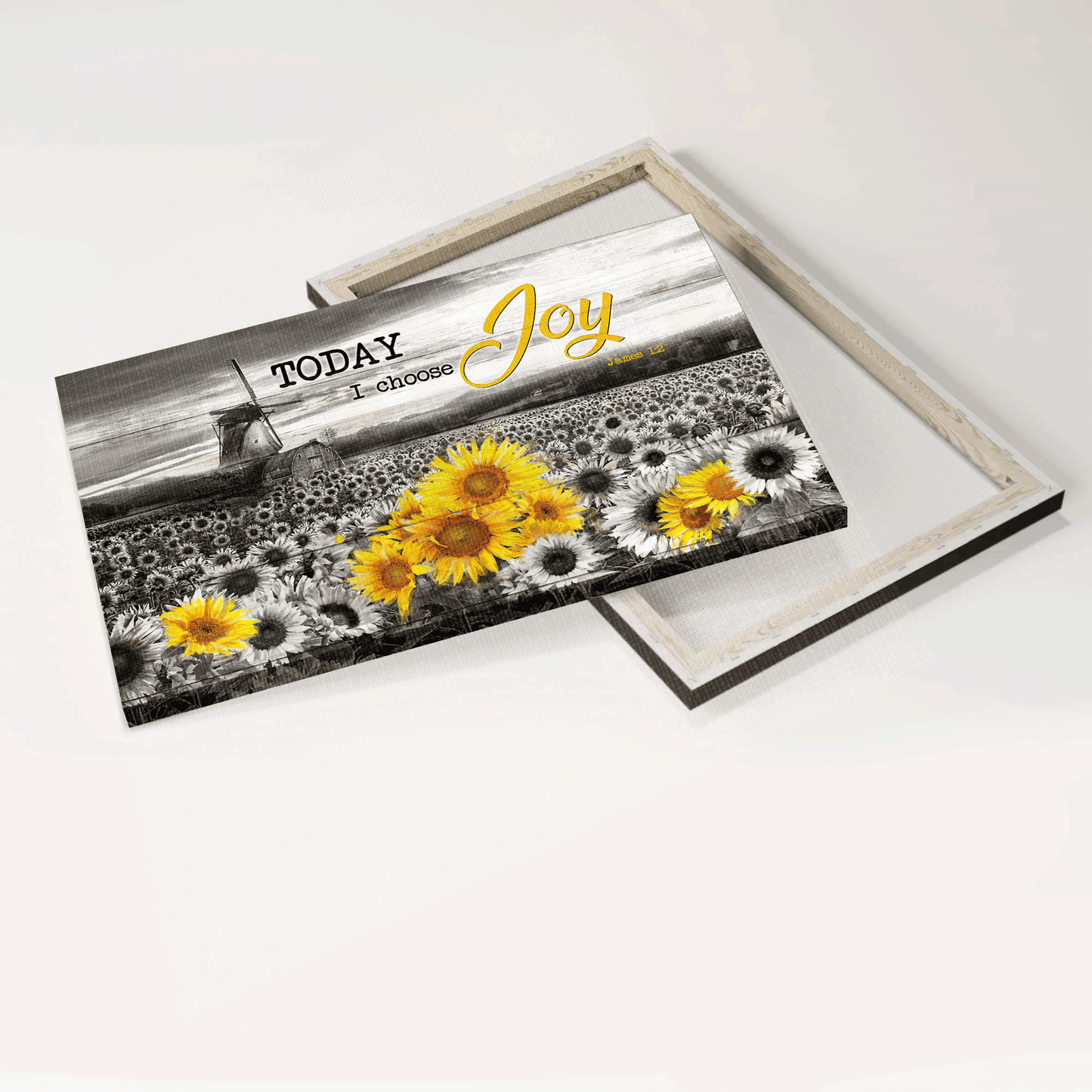 Jesus Landscape Canvas - Sunflower Field, Windmill Canvas - Gift For Christian - Today I Choose Joy Canvas