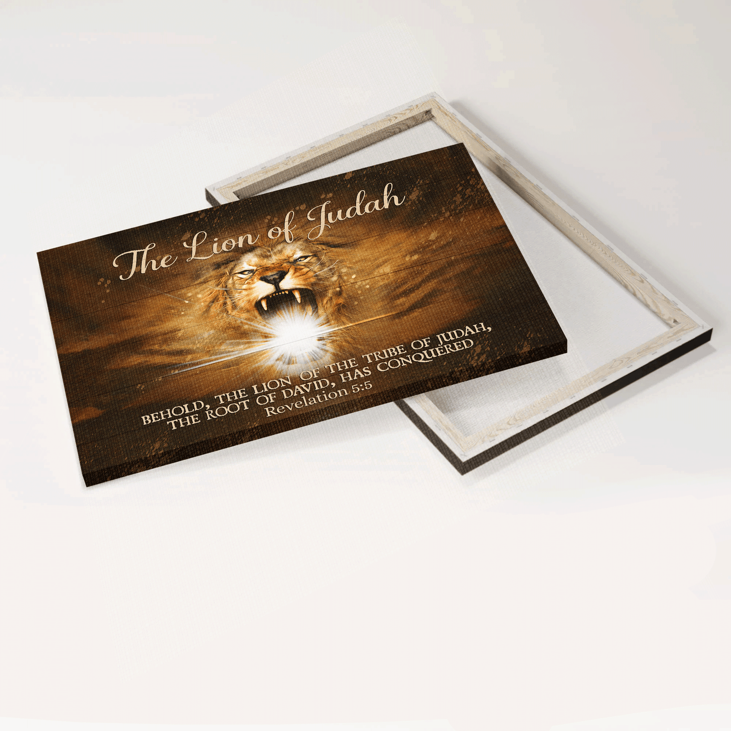 Jesus Landscape Canvas - Lion painting, Behold the Lion of the tribe of Judah Landscape Canvas - Gift For Christian - The Lion Of Judad Landscape Canvas