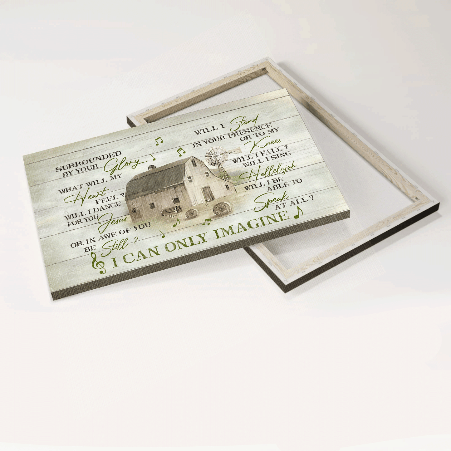 Jesus Landscape Canvas - Old Barn Painting, Music note Landscape Canvas - Gift For Christian - I can only imagine Landscape Canvas