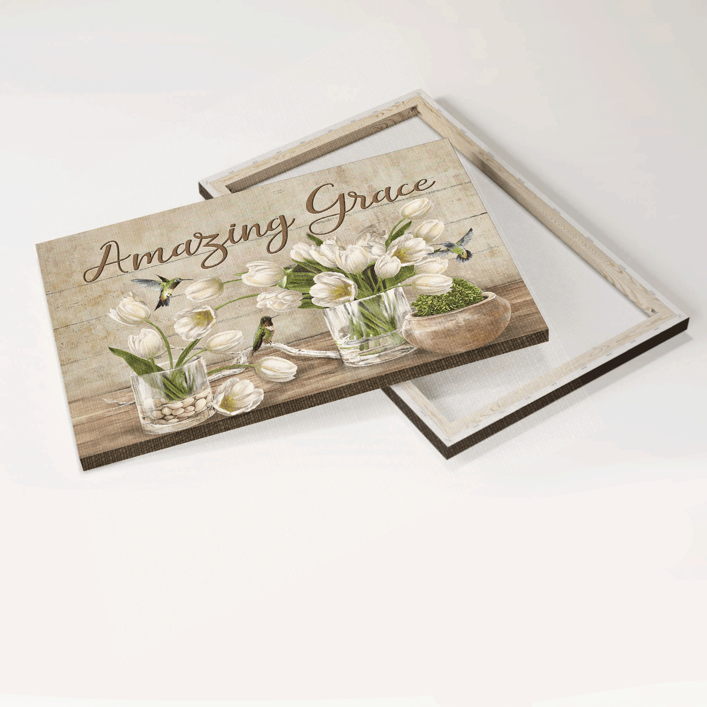 Jesus Landscape Canvas - White Tulip, Still Art Canvas - Gift For Christian - Amazing Grace Canvas
