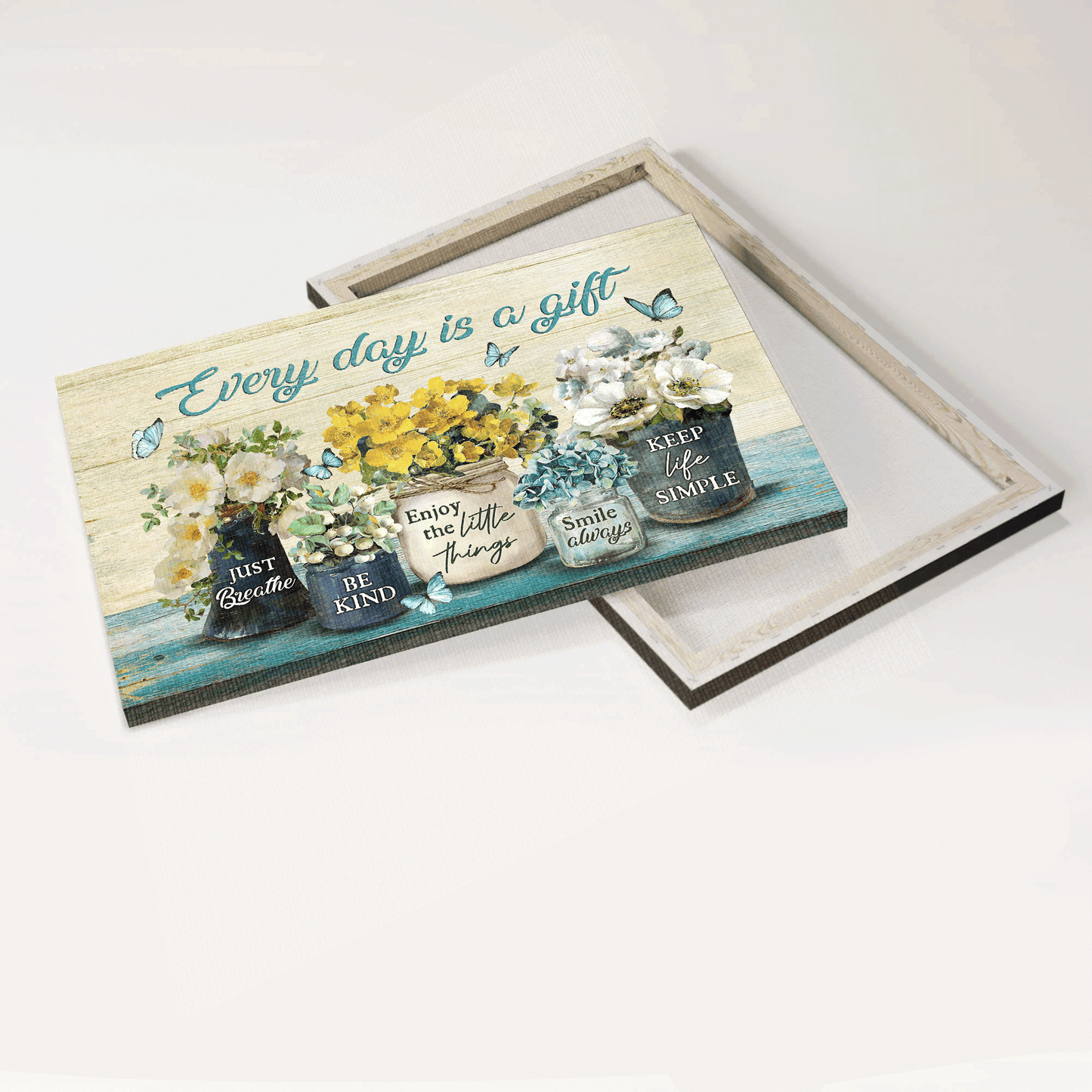 Jesus Landscape Canvas - Vintage Flower, Vintage Painting Canvas - Gift For Christian - Every Day Is A Gift Canvas