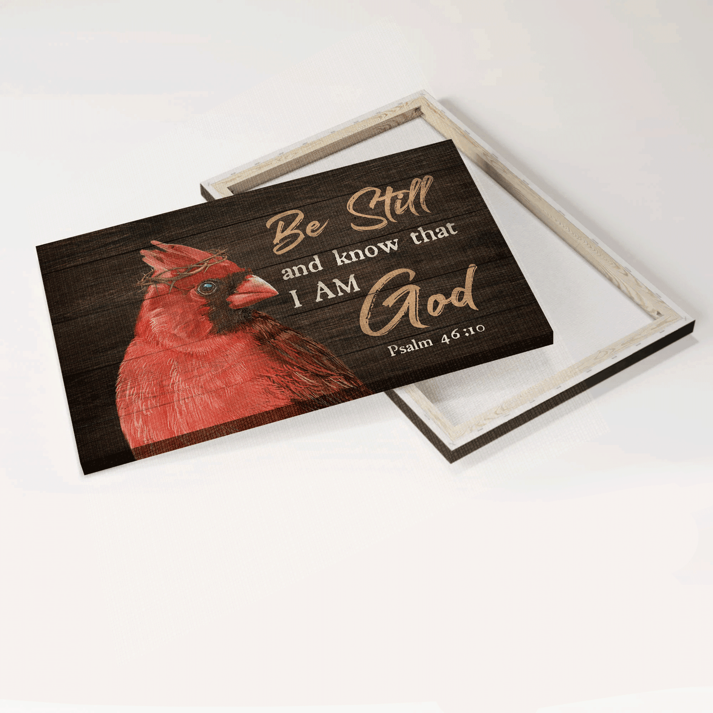 Jesus Landscape Canvas - Big Cardinal, God, Jesus, Faith, Psalm 46:10 Landscape Canvas - Gift For Christian - Be Still And Know That I Am God Landscape Canvas