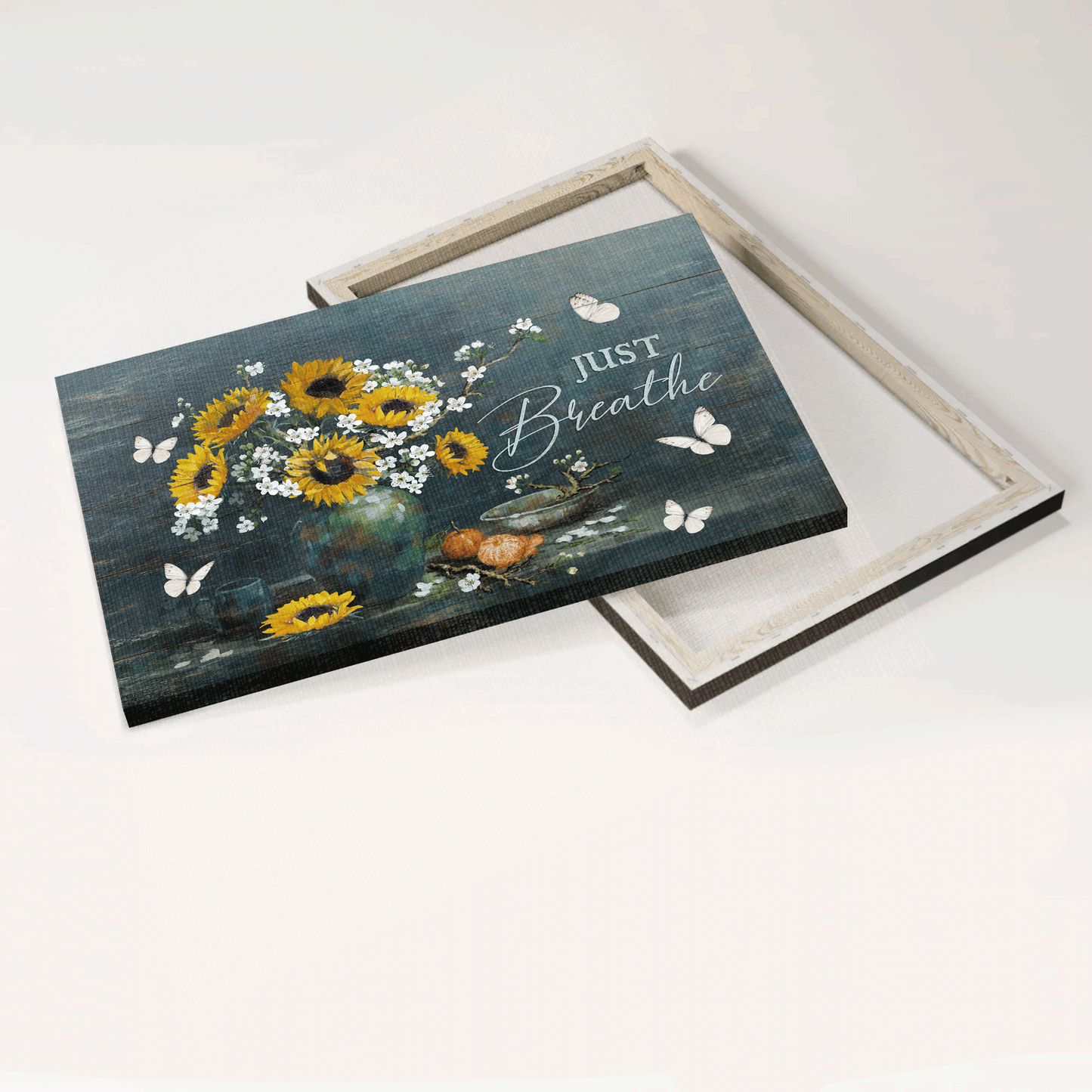 Jesus Landscape Canvas - sunflower painting, White butterfly, Motivational quote Landscape Canvas - Inspirational gift, Gift For Religious Christian