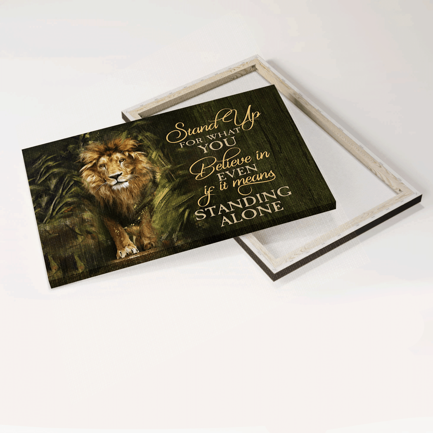 Jesus Landscape Canvas- Awesome Lion, Lion Drawing Canvas- Gift For Christian- Stand Up For What You Believe In