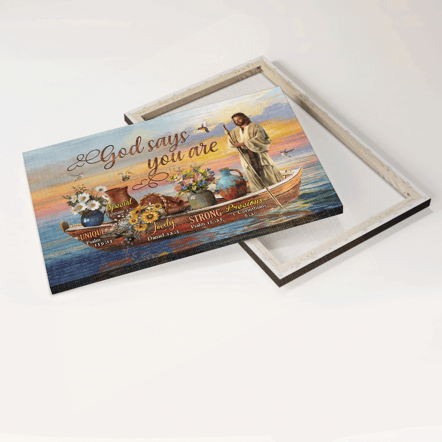 Jesus Landscape Canvas - Beautiful sunset, Sweet heart, Hummingbird Landscape Canvas - Gift For Christian - Home is where love resides