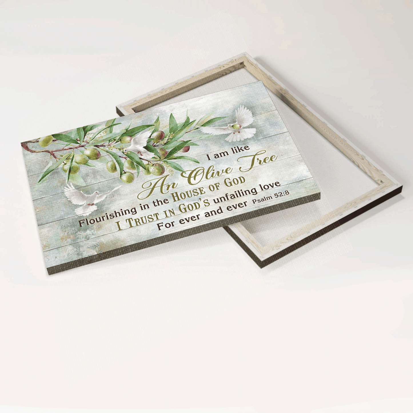 Jesus Landscape Canvas - Olive tree, Dove drawing, Green garden Landscape Canvas - Gift For Christian - I am like an olive tree Landscape Canvas